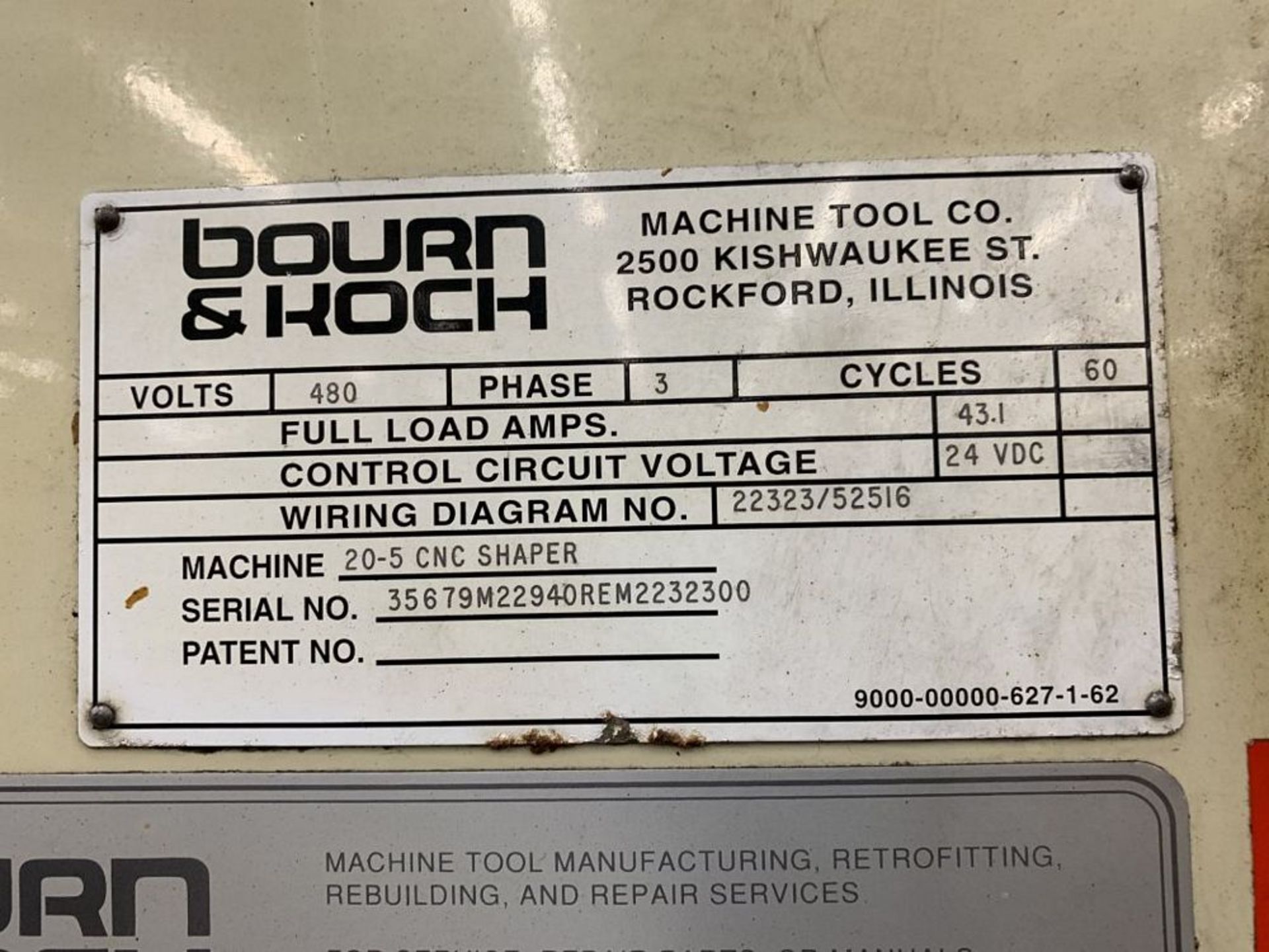 FELLOWS 20-5 CNC Gear Shaper, s/n 35679, GE Fanuc Series 16i-M CNC Control, 20" Max Dia, 5" - Image 5 of 5