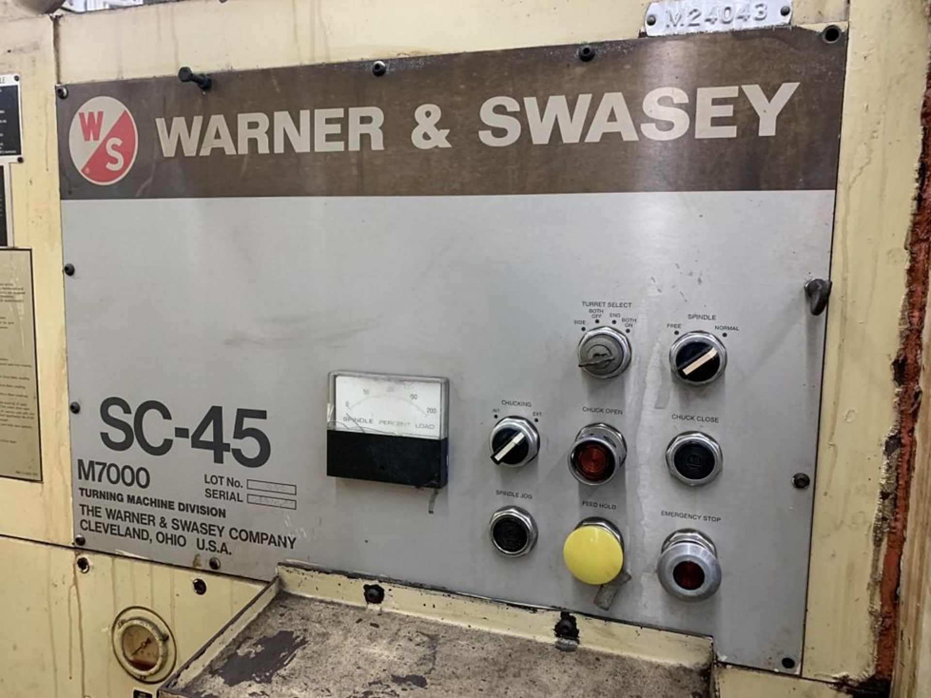 WARNER & SWASEY SC-45 M700 CNC Turret Lathe, s/n 3100644, Allen-Bradley 7340 CNC Control, 48" - Image 3 of 4