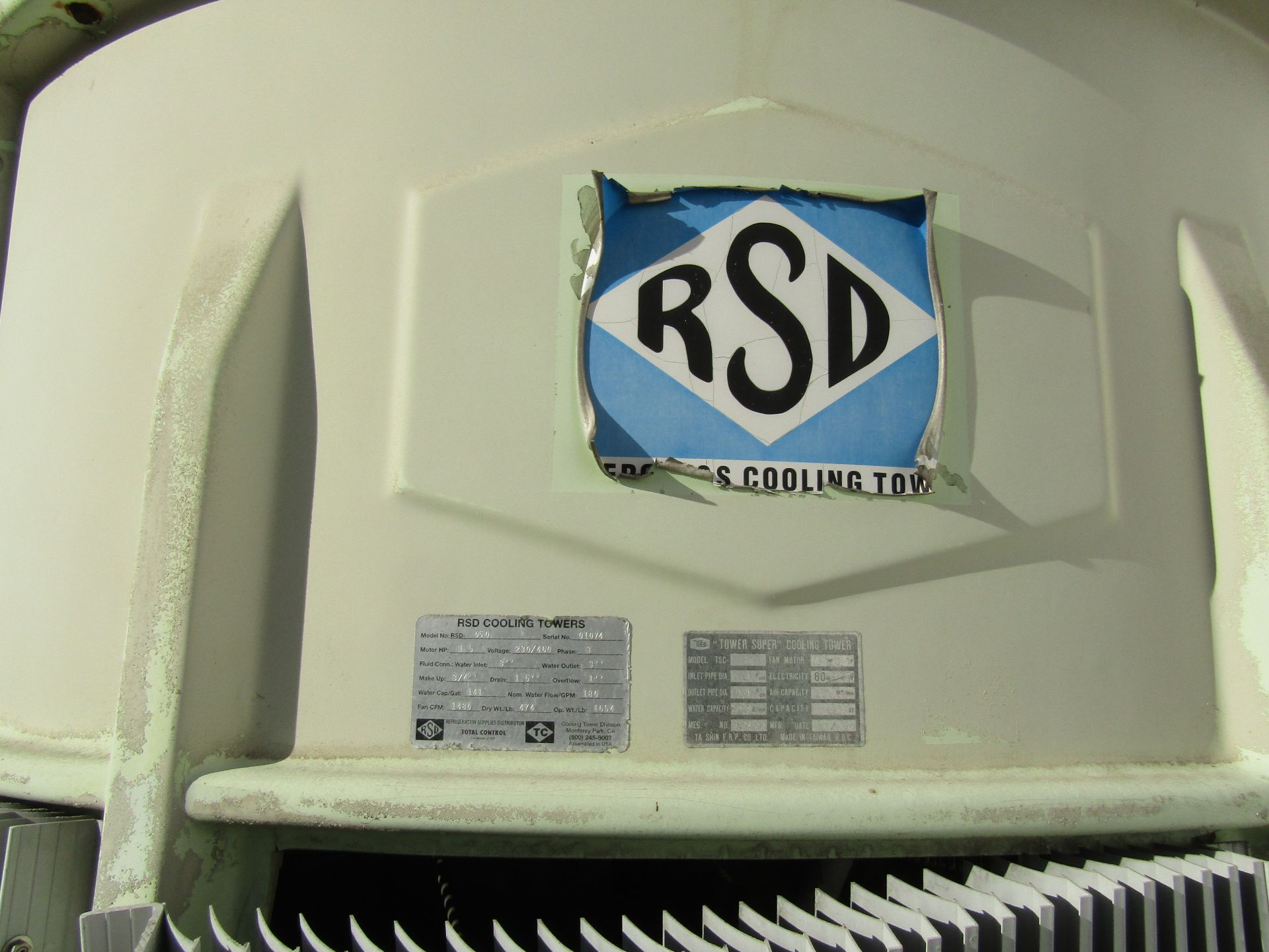 RSD Cooling Tower, Model 05.0, Serial 01074, Motor 1.5 Hp, 230/460 V, 3 Phase, Water Cooling - Image 5 of 6