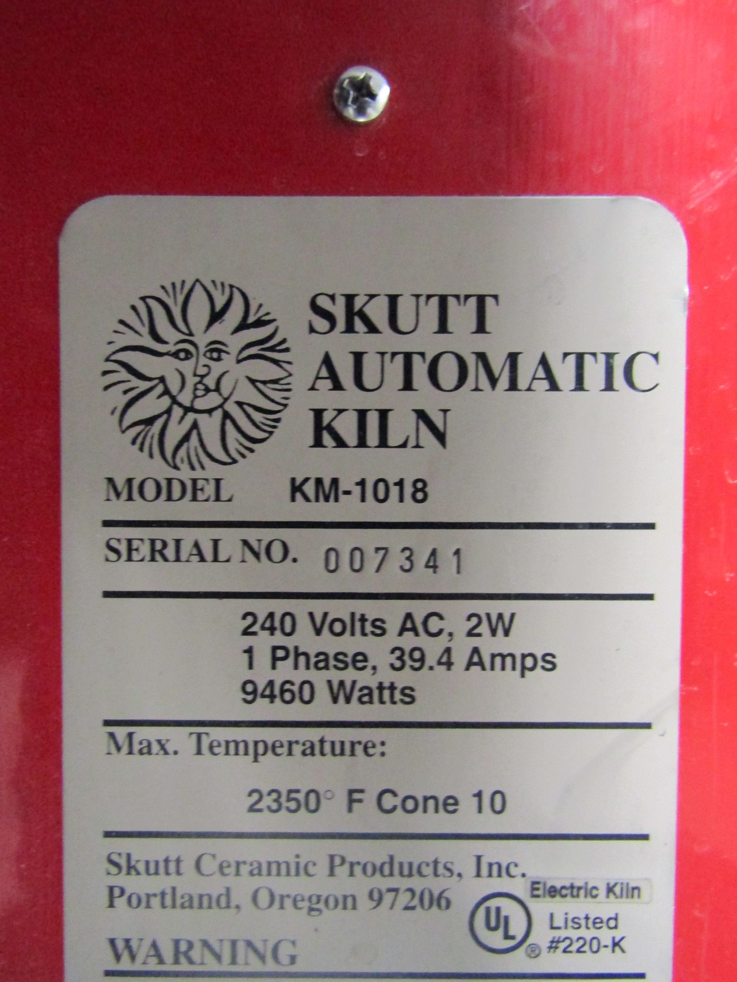 SKUTT Kiln Master KM-1018 Automatic Kiln, Serial 007341, 240 V, Operating Manual - Image 2 of 6