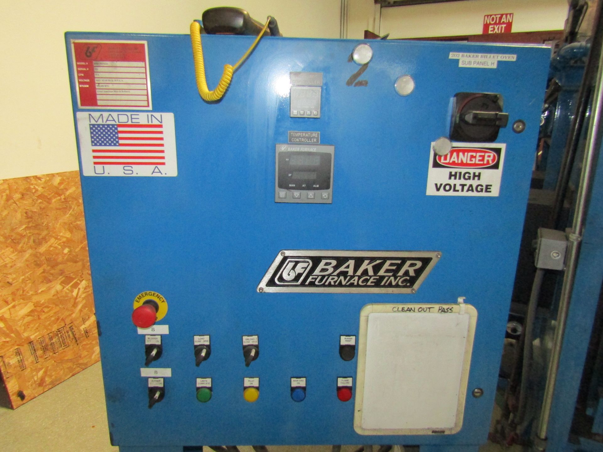 BAKER BILLET FURNACE, Serial 333, 900,000 BTU, 460 V, 60 HZ with Manual - Image 4 of 12