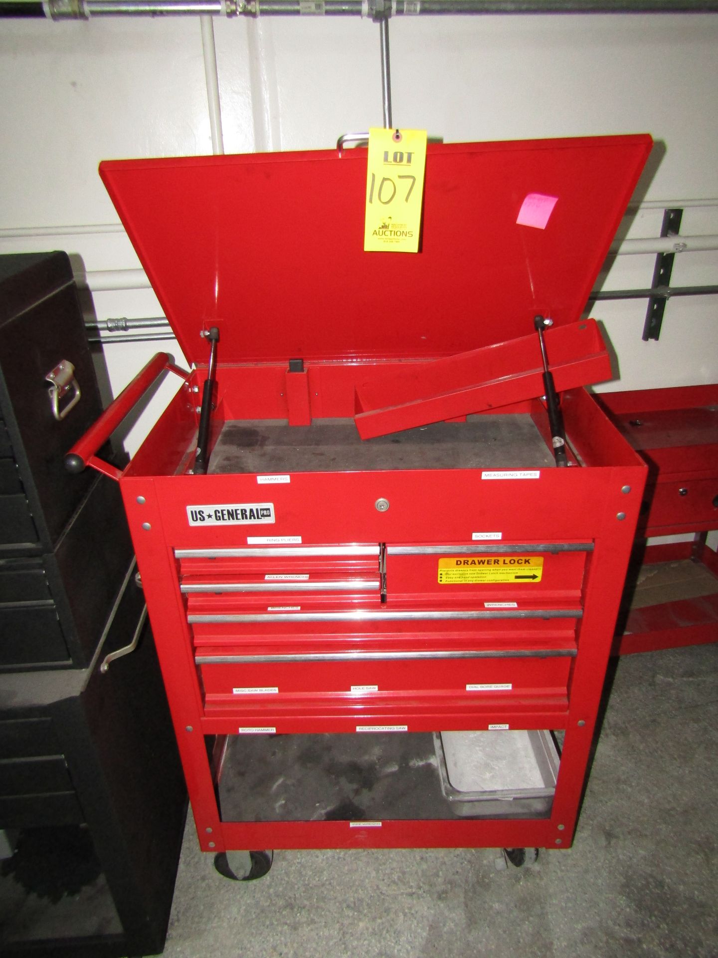 US GENERAL Rolling Job Cabinet 5 Drawer, Red - Image 2 of 4