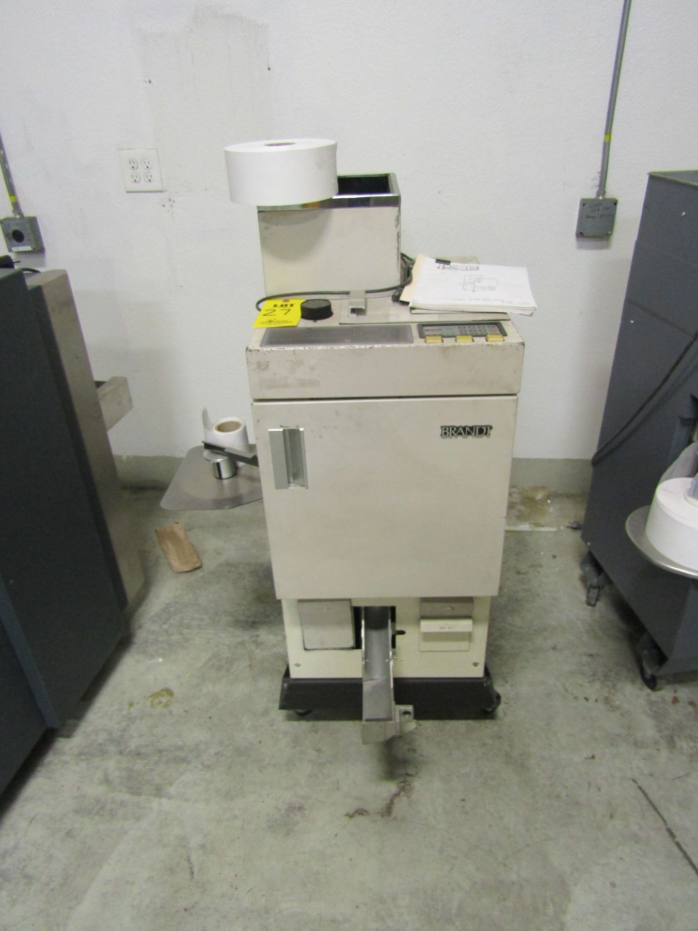 BRANDT Automatic Coin Wrapping Machine with Spare Roll of Packing Paper, Model 2435120, S/N 698498