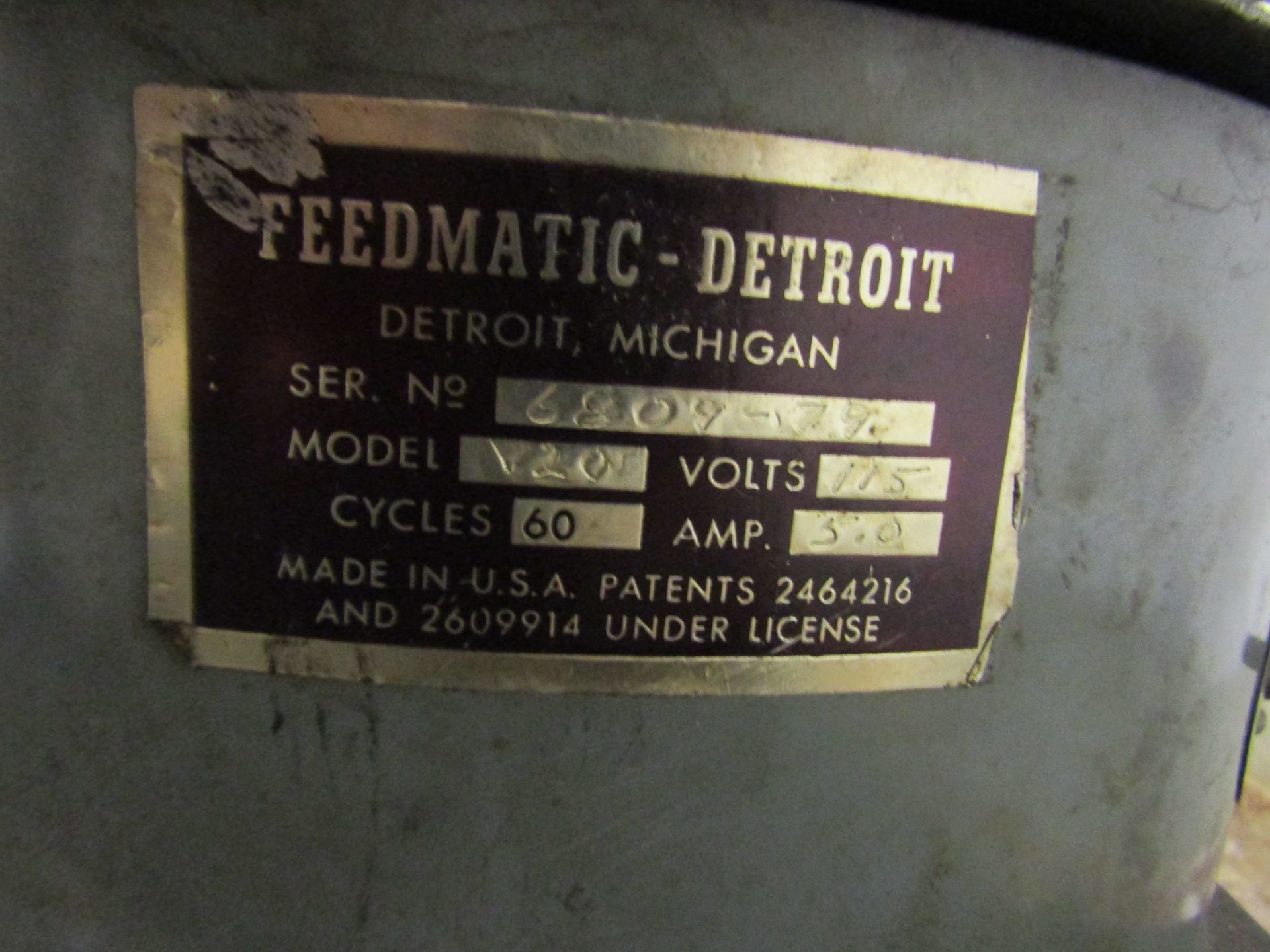 FEEDMATIC-DETROIT Model V20, Serial 6809-79, 115 Volts, 5A - Image 4 of 4