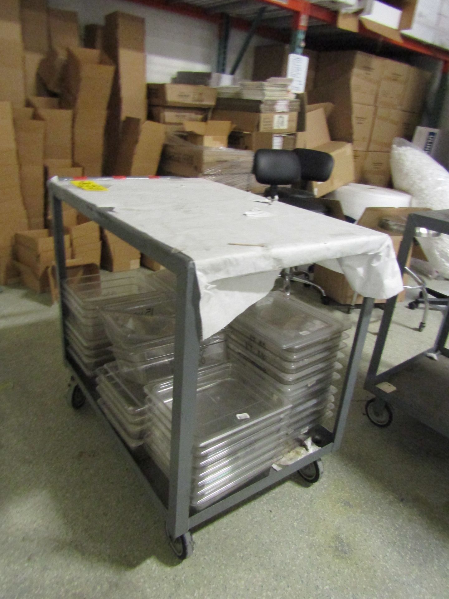 Cart With Contents, Large Quantity Of High-Quality Plastic Cleaning Bins