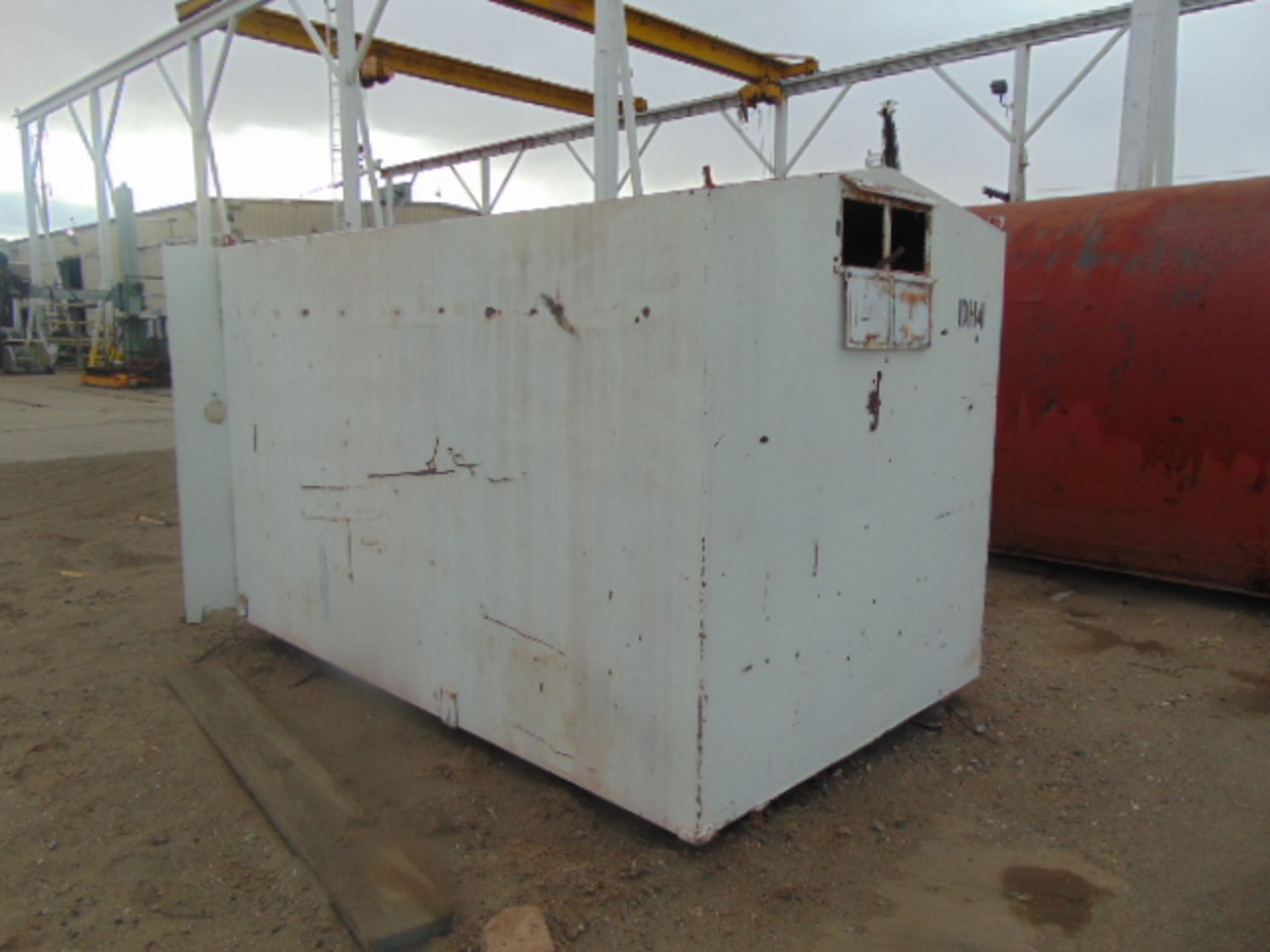 STORAGE SHED, CUSTOM, steel fabricated, approx. 8’W. x 10’L., skid mtd., w/contents - Image 2 of 3