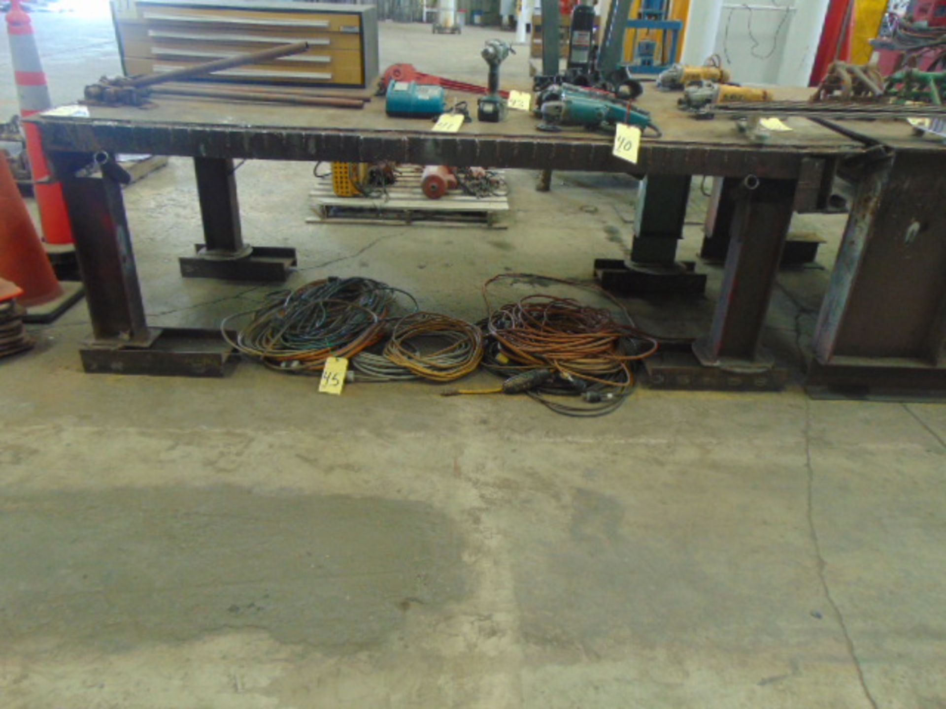 STEEL WELDING TABLE, 105" x 50" (cannot be taken until contents have been removed)