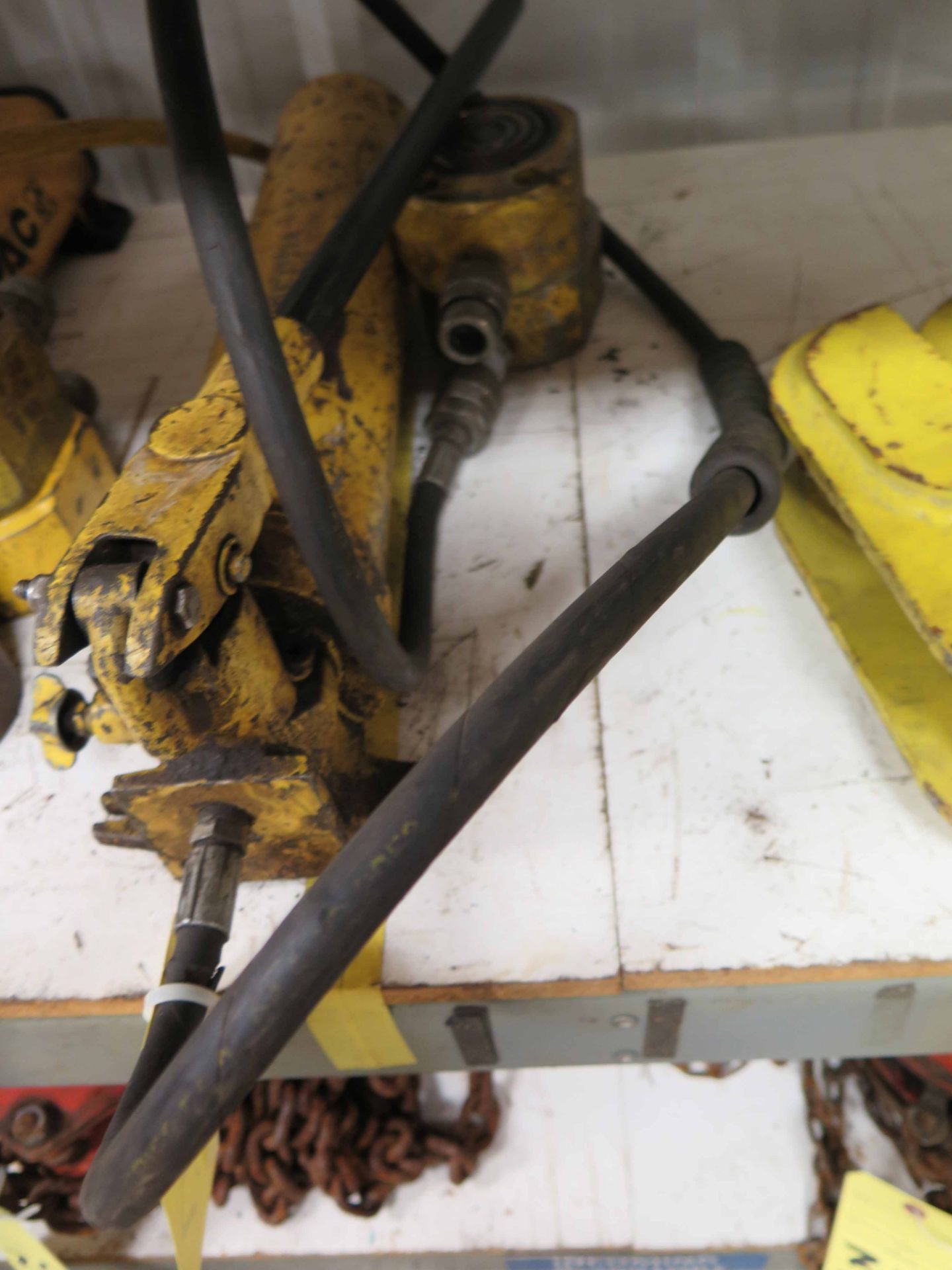 LOT CONSISTING OF: Enerpac hydraulic hand pump & (2) rams