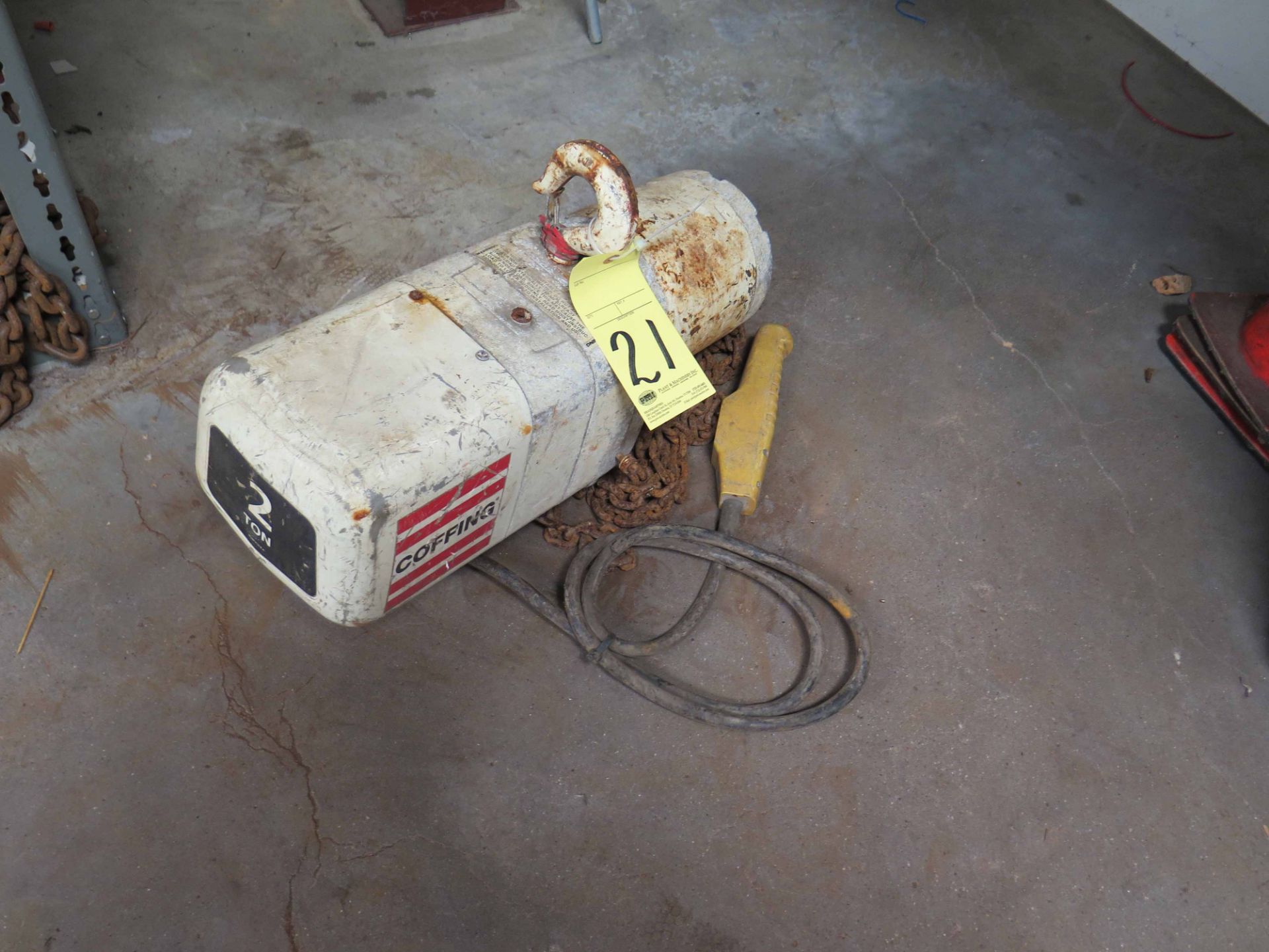 ELECTRIC OVERHEAD HOIST, COFFING 2 T. CAP., w/hoist