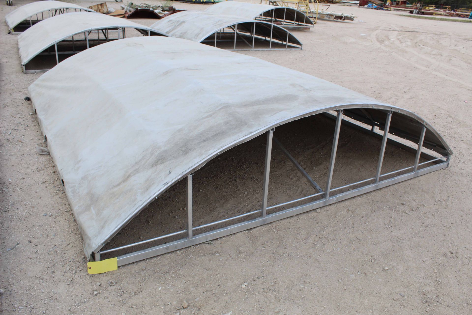 MUD TANK CANOPY, aluminum framed, w/canvas cover, approx dia. 10' x 13'