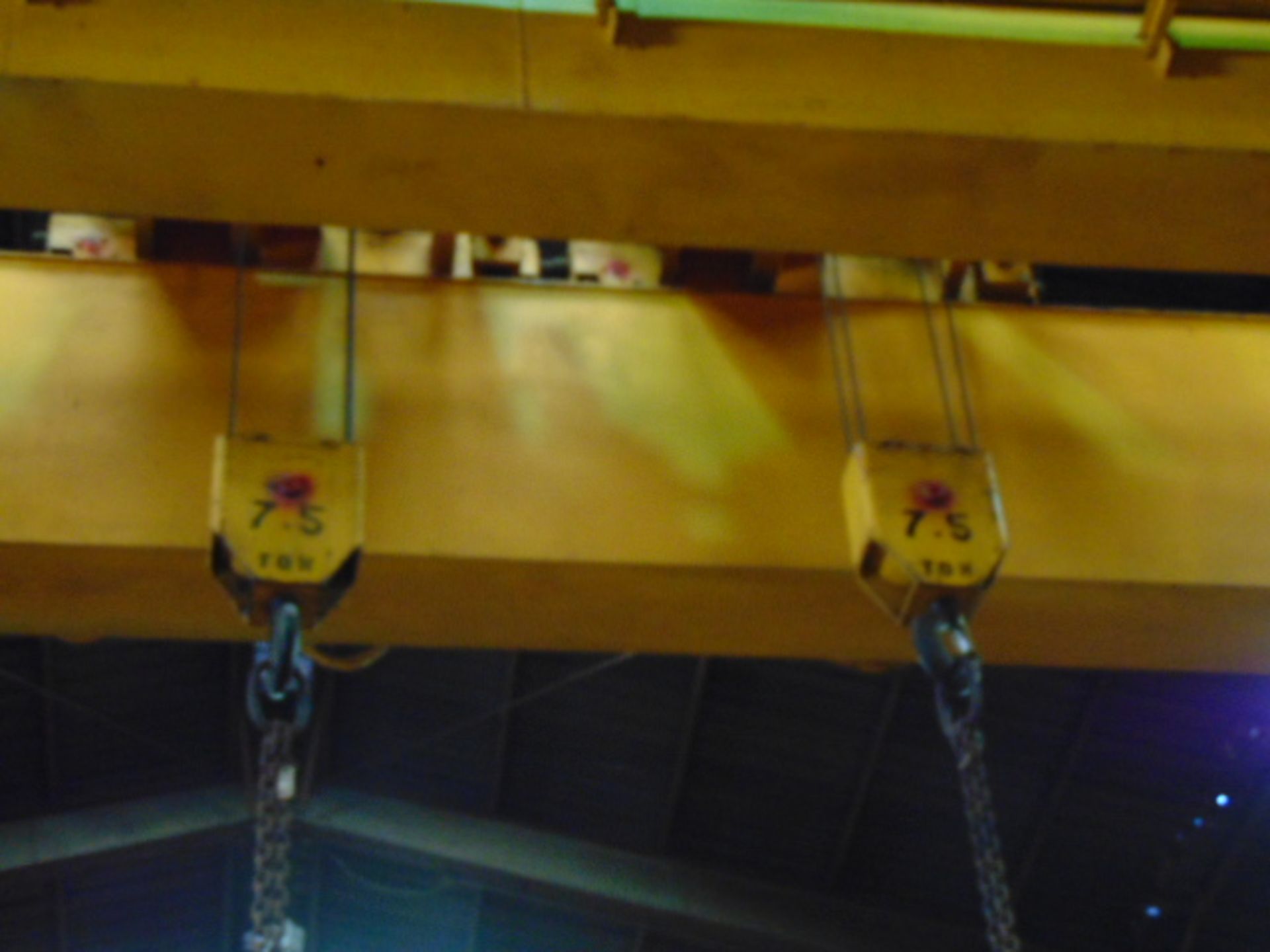 OVERHEAD BRIDGE CRANE, ACE WORLD 15 T. X APPROX. 74' SPAN, low head room style, top running, dbl. - Image 3 of 6
