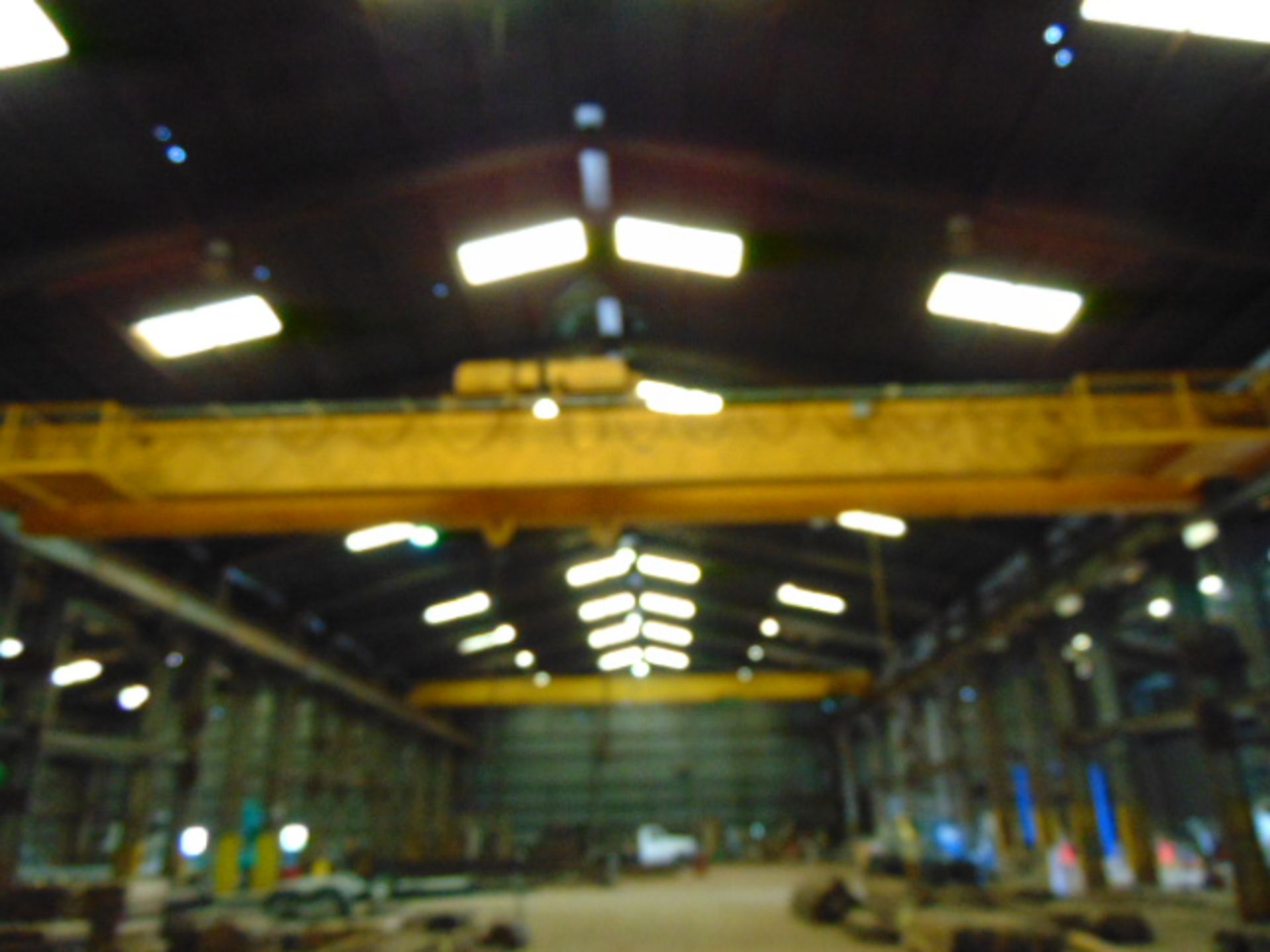 OVERHEAD BRIDGE CRANE, ACE WORLD 15 T. X APPROX. 74' SPAN, low head room style, top running, dbl. - Image 4 of 6