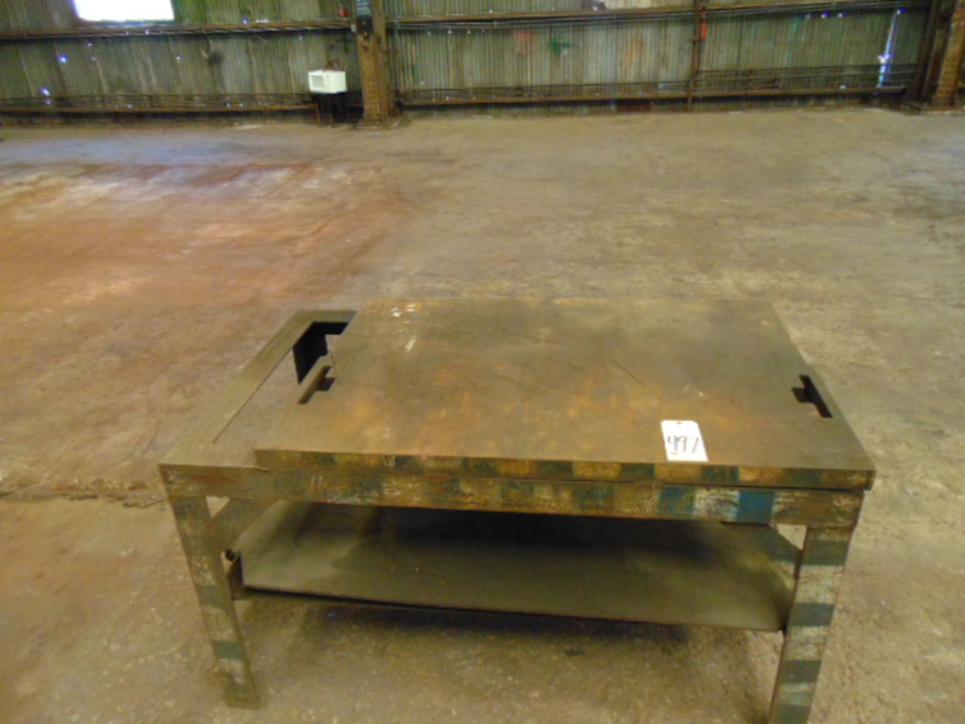 STEEL TABLE, 52" X 36" X 2"