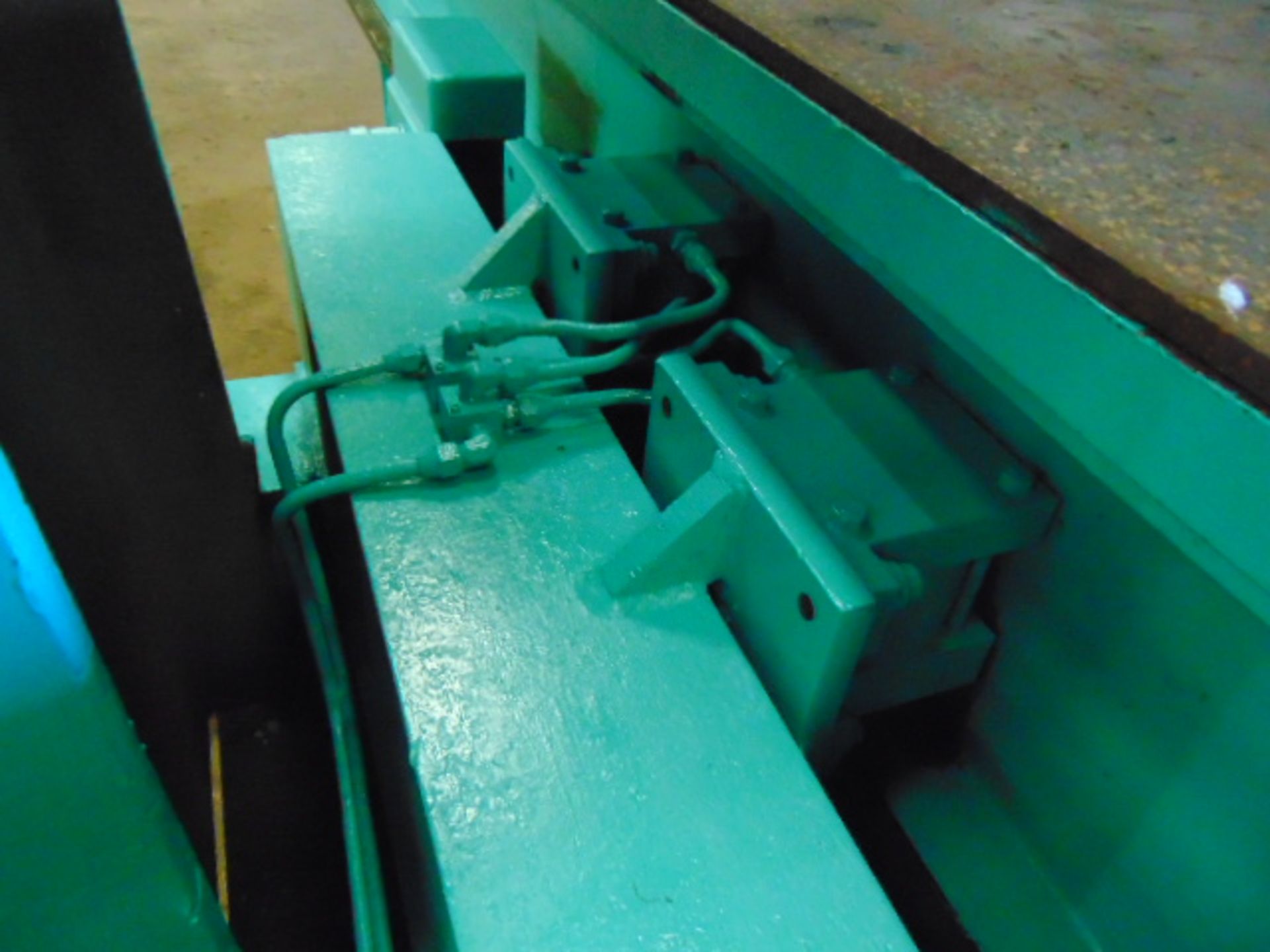 TRAVELING FRAME STRAIGHTENING PRESS, DAKE 300 T. CAP. MDL. 19-418, 98' W. x 152" L. bed, approx. 36" - Image 9 of 12