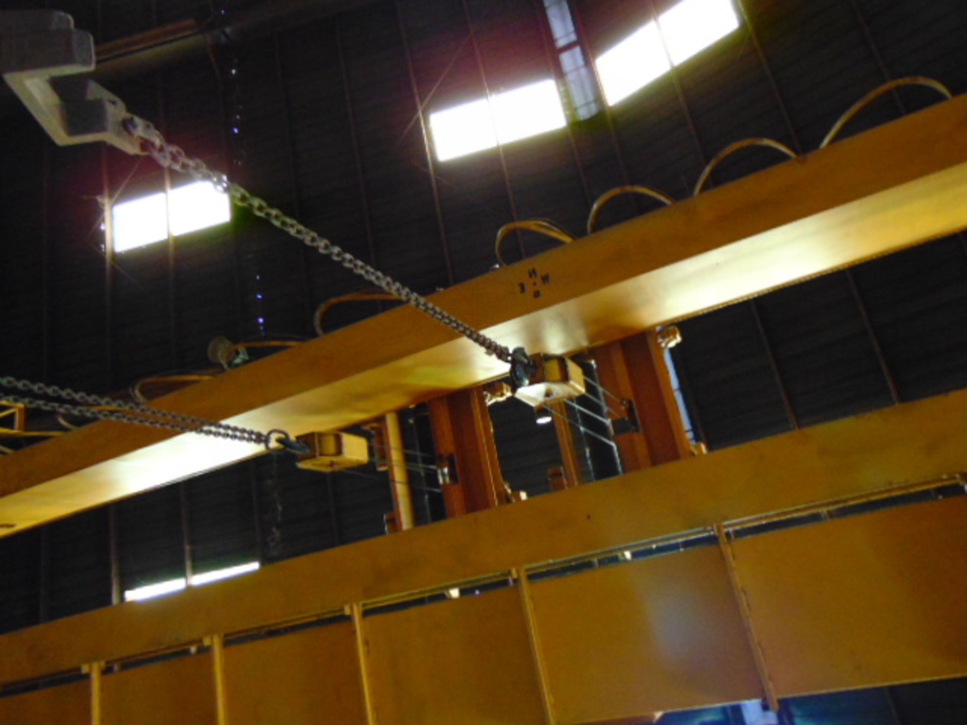 OVERHEAD BRIDGE CRANE, ACE WORLD 15 T. X APPROX. 74' SPAN, low head room style, top running, dbl. - Image 6 of 6