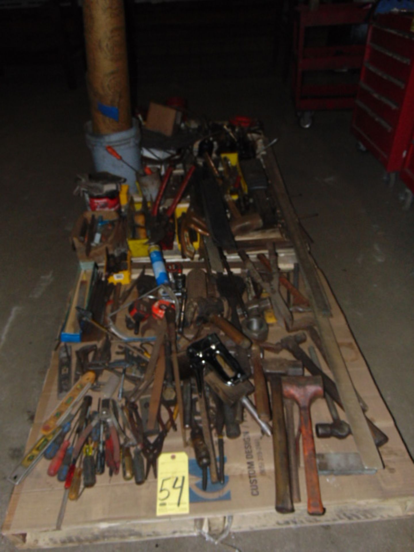 LOT OF HAND TOOLS, assorted (on three skids)