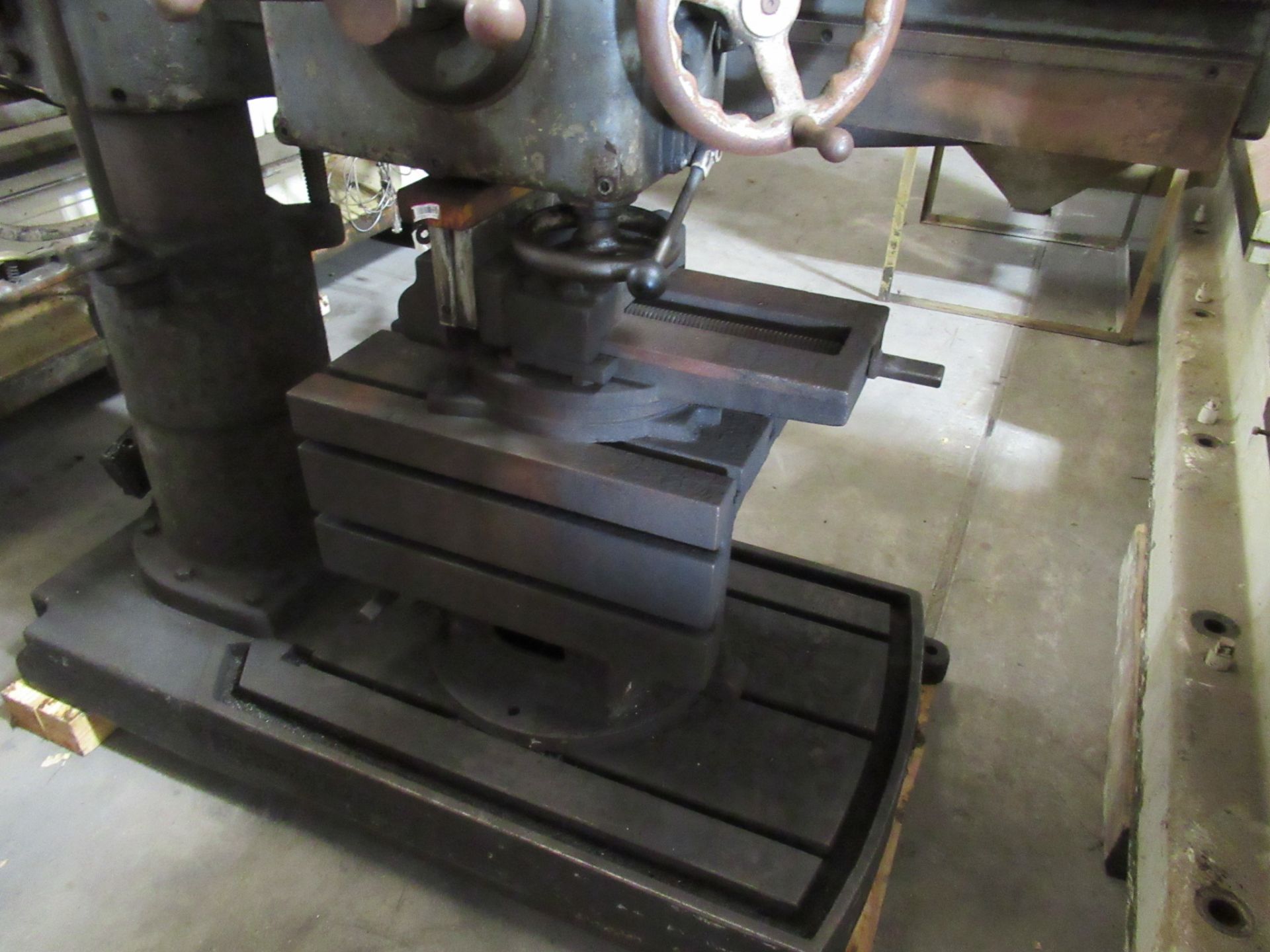 3’ X 9” MORRIS RADIAL DRILL 208V, Box Table, Vise, ($150 loading charge) (Location U: Stored At Able - Image 2 of 3