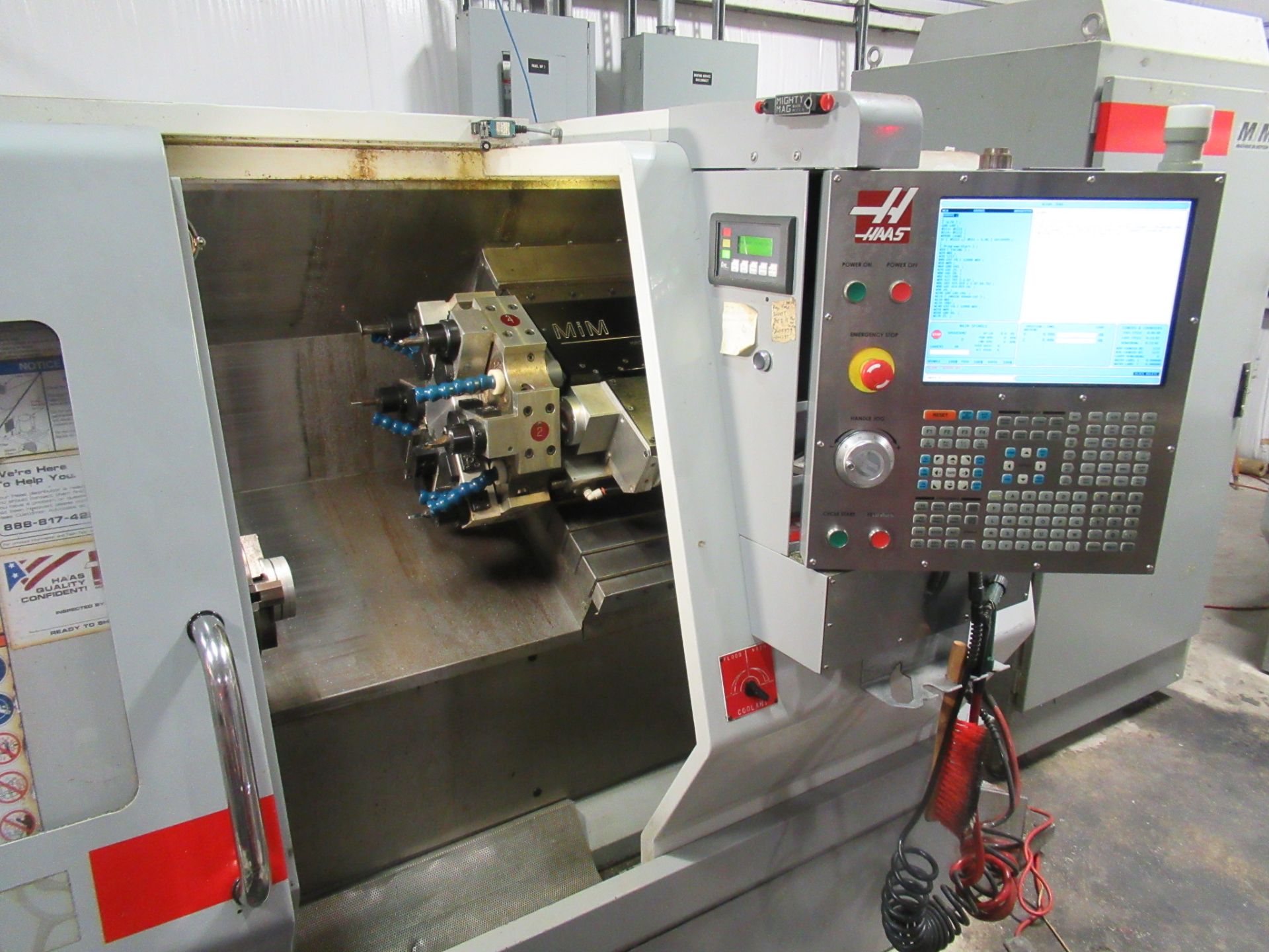 HAAS MDL. SL-20 CNC LATHE, new 9/2008, Haas CNC control, 20 HP Vector drive, SamChulley 8" Mdl. HS08 - Image 3 of 25