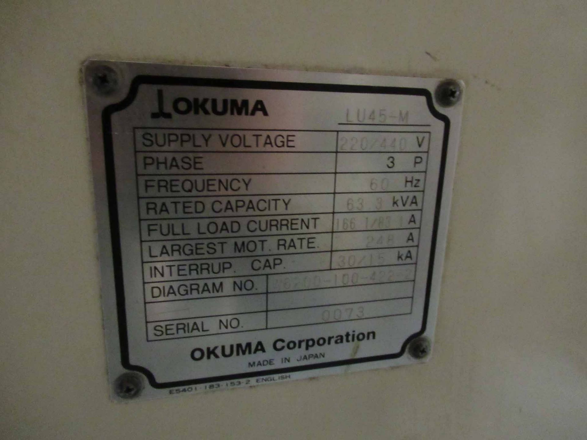 OKUMA Impact LU45M CNC LATHE 4-axis CNC lathe, OSP7000L CNC control, 33.07” max. swing over bed, - Image 9 of 9