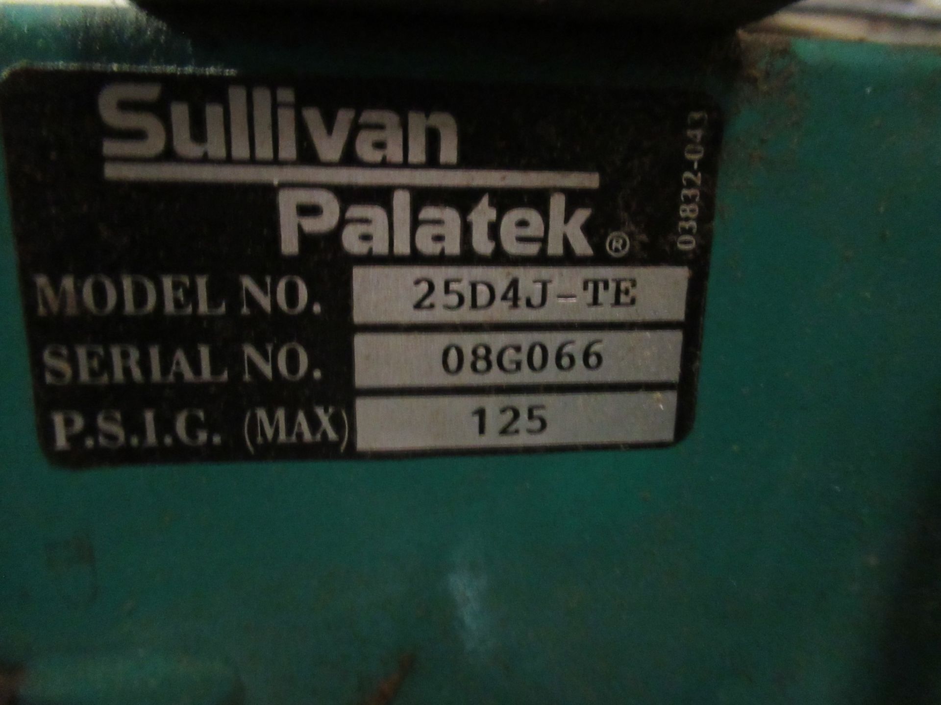 SULLIVAN PALATEK MDL. 25D4 ROTARY SCREW TYPE AIR COMPRESSOR, 25 HP motor (Location C: Moore - Image 4 of 5