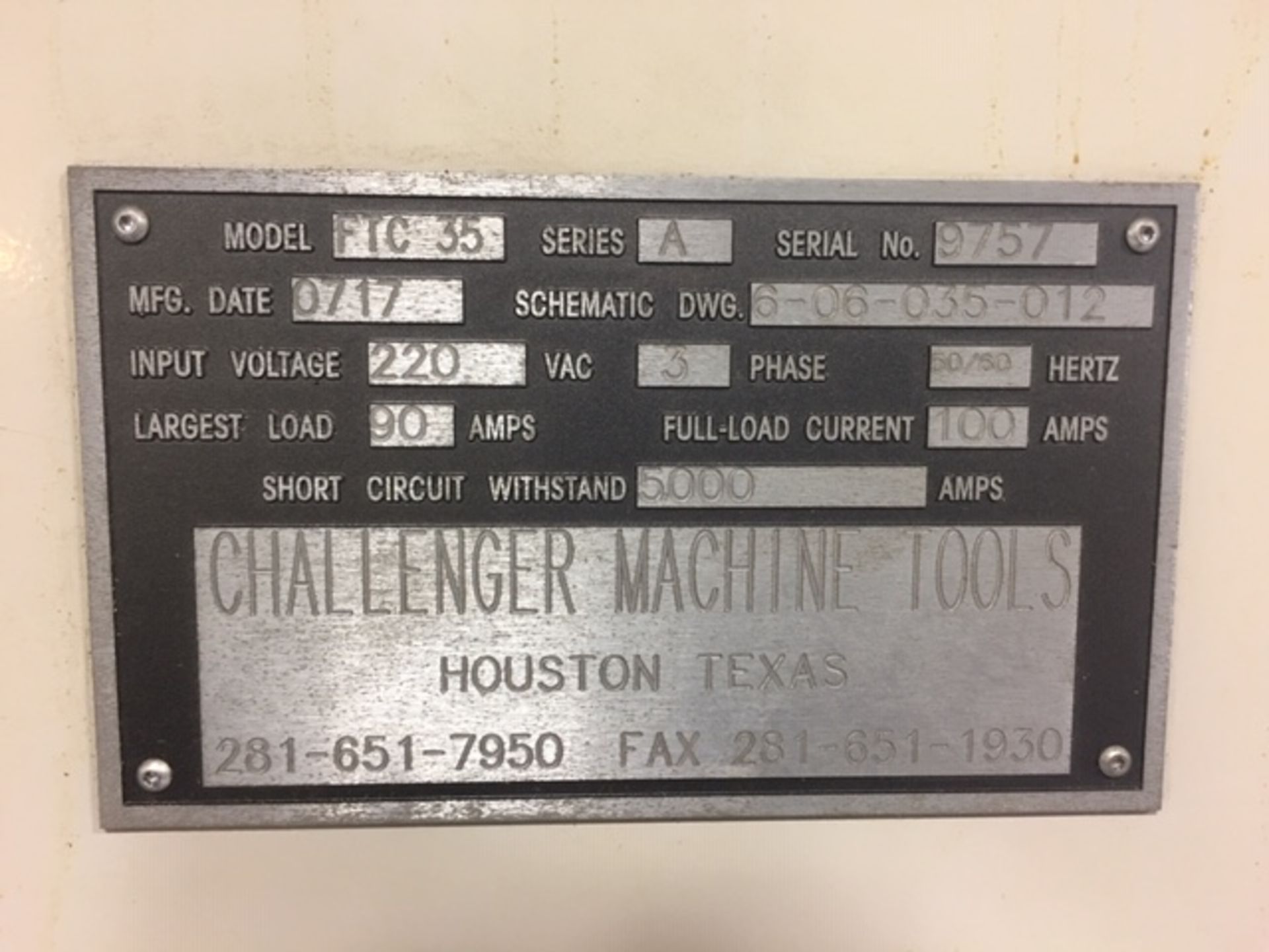 CHALLENGER MICROCUT 33” X 80” MDL. FTC-35 CNC HOLLOW SPINDLE LATHE, new 2007, Fanuc Oi-TC CNC - Image 5 of 5