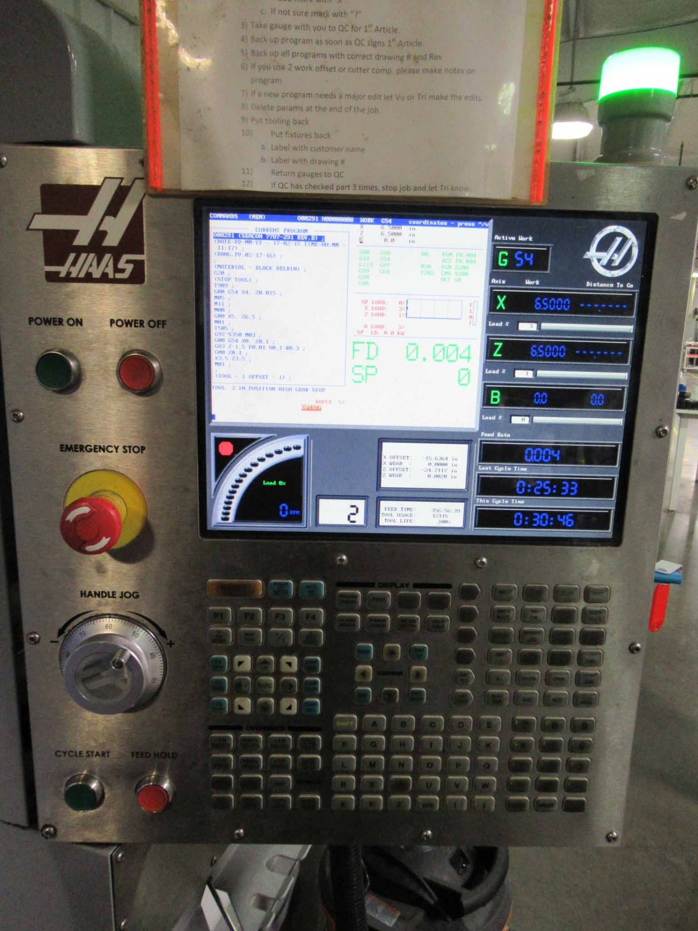 HAAS MDL. SL30T CNC LATHE, new 2008, Haas CNC control, 30” swing, 34” cutting length, 3” bar - Image 4 of 8