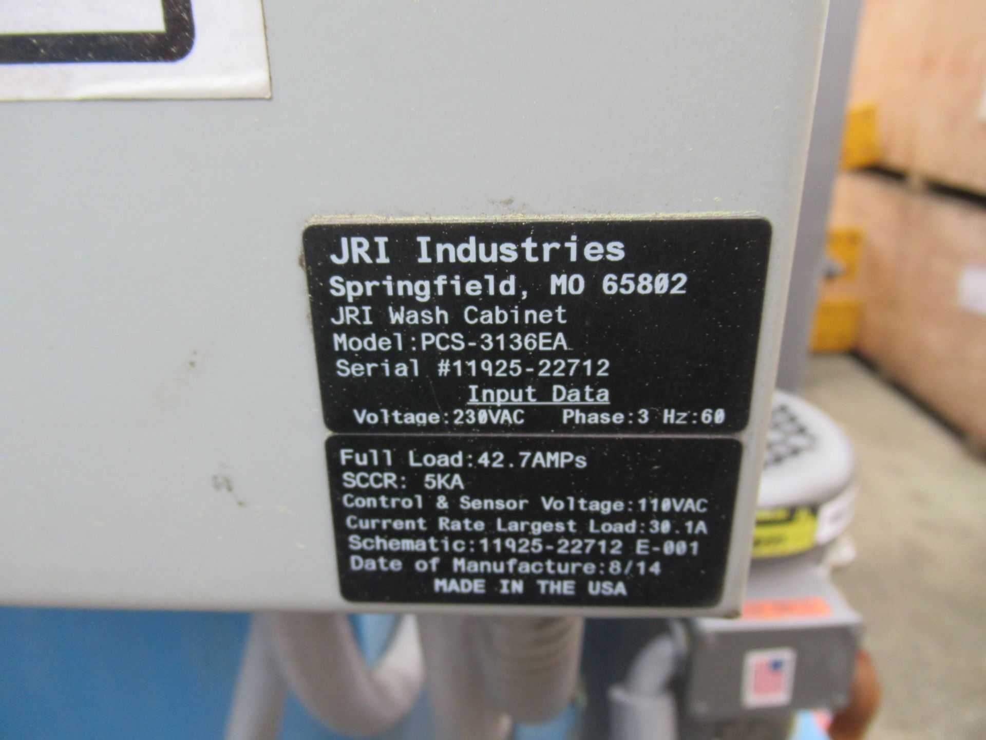 JRI INDUSTRIES MDL. PCS-3136EA FRONT LOAD CLEANING SYSTEM, 31” turn table, 31” working height, S/N - Image 3 of 5