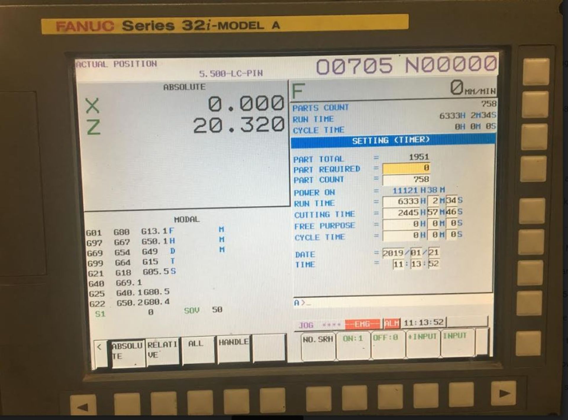 CNC FLATBED HOLLOW SPINDLE LATHE, HANKOOK PROTEC MDL. 11NF, new 2012, Fanuc 32i CNC control, 43.3” - Image 10 of 11