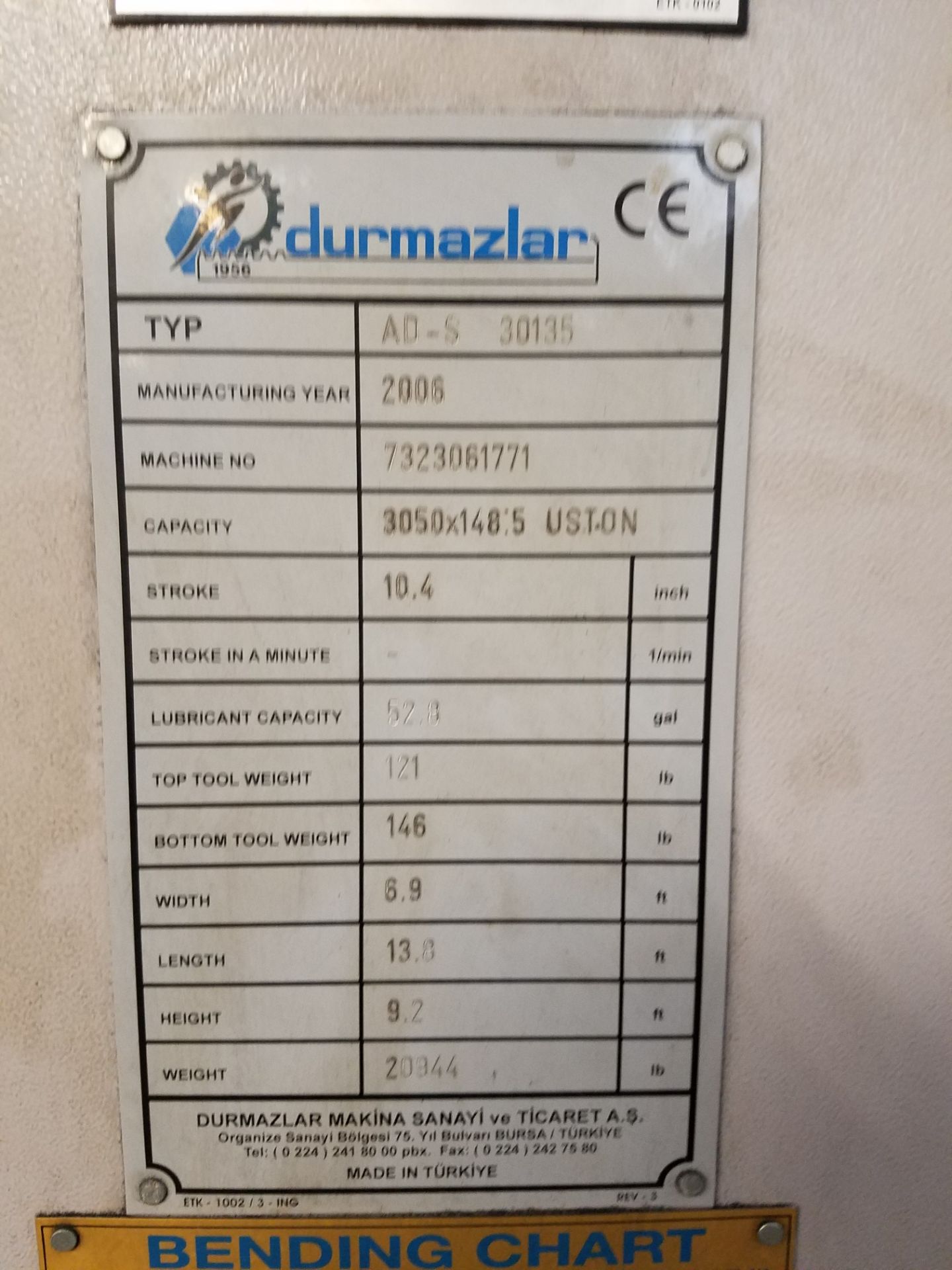 DURMA MDL. AD-S 30135 CNC PRESS BRAKE, new 2006, 148 Ton, 10’ overall, 8’ 6” between housings, Delem - Bild 4 aus 4