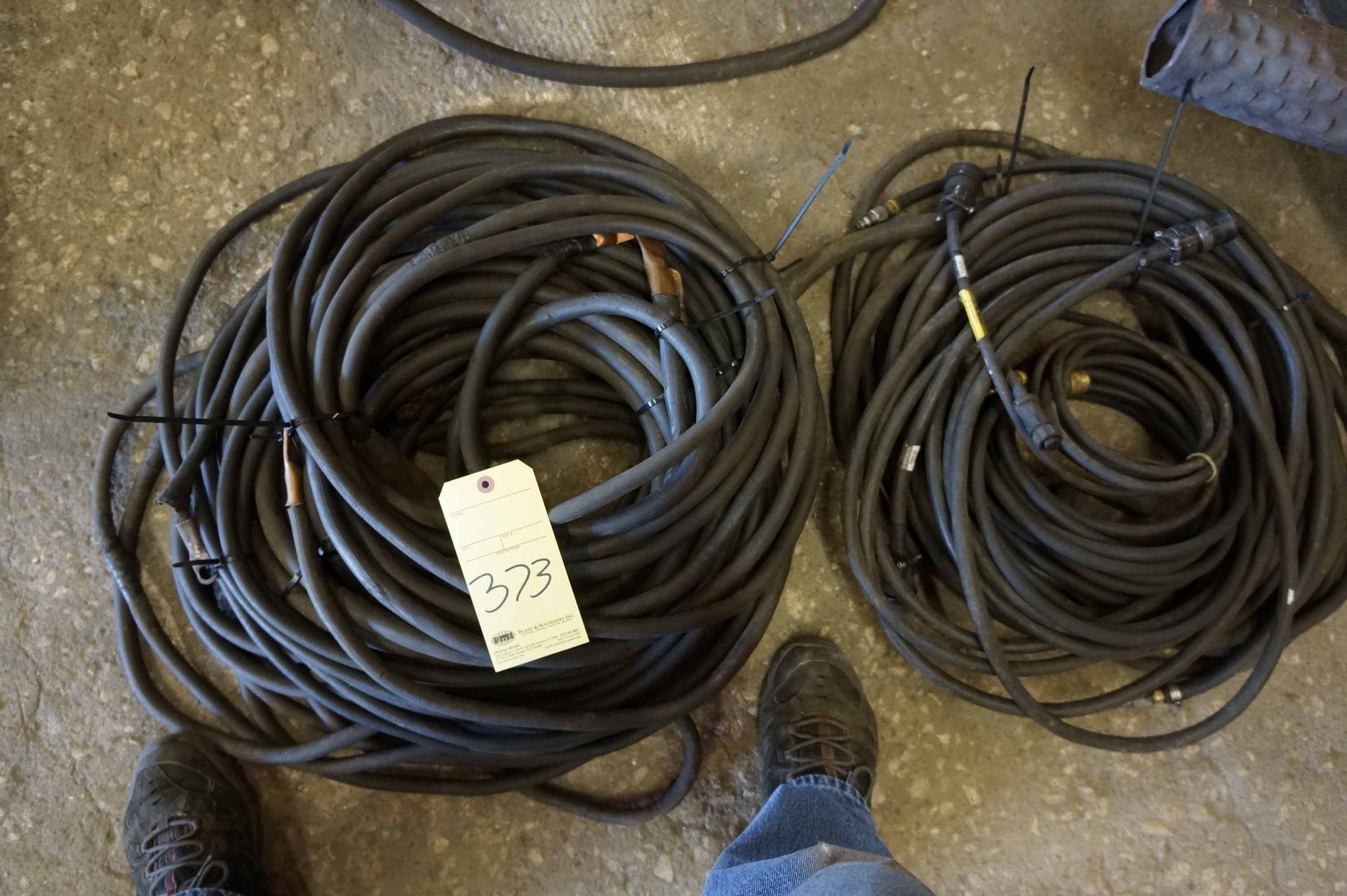 LOT CONSISTING OF: leads, torch handles & connecting cables