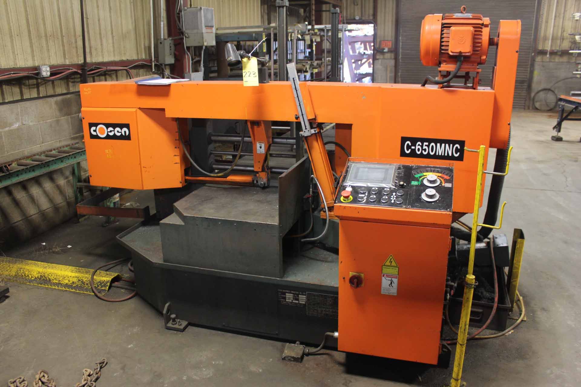 AUTOMATIC HORIZONTAL BANDSAW, COSEN MDL. C650MNC, new 6/2012, 16-1/2” rd. cap., @ 90 deg., 16” @