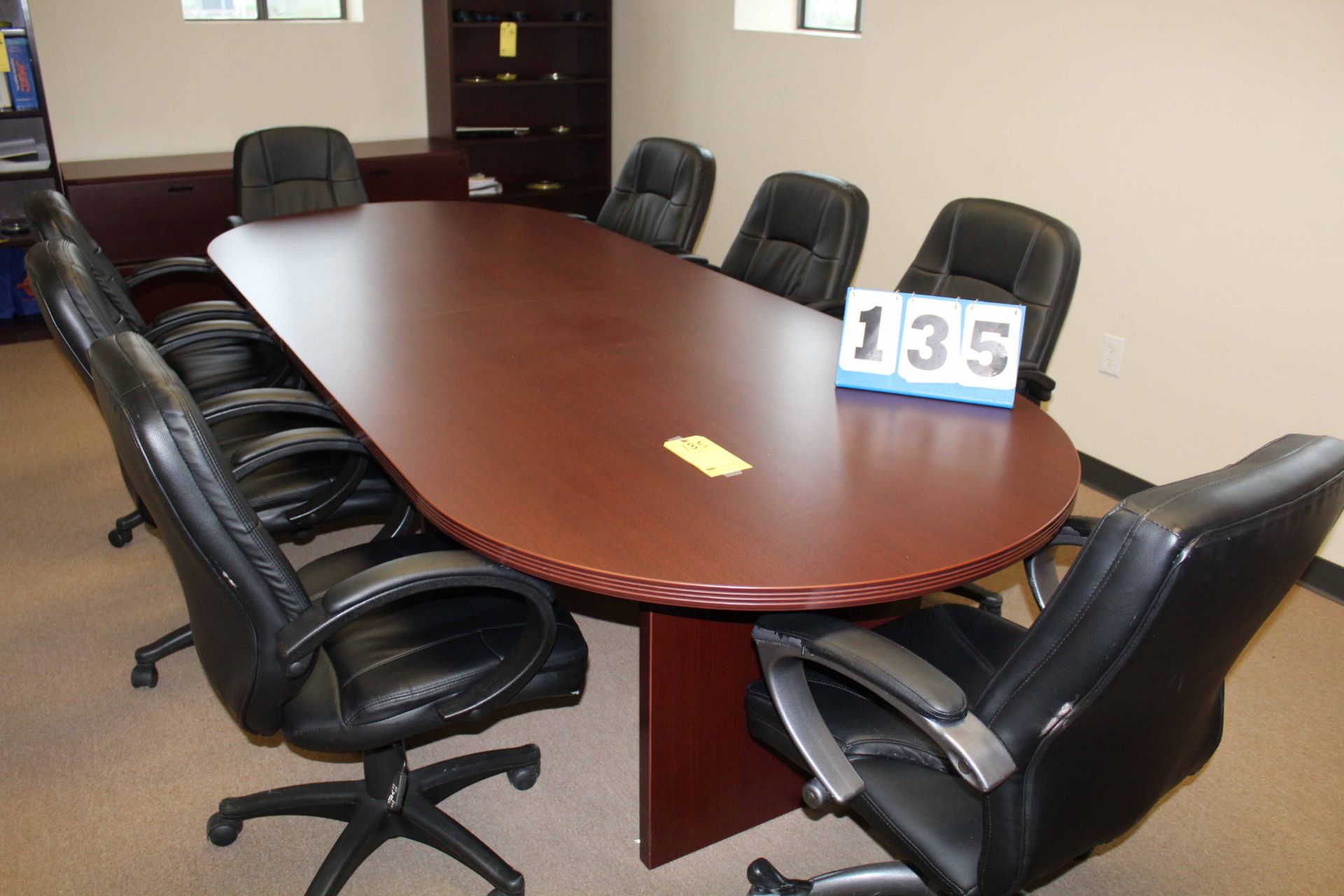 LOT OF OFFICE FURNITURE: 10' oval conference table & (8) chairs