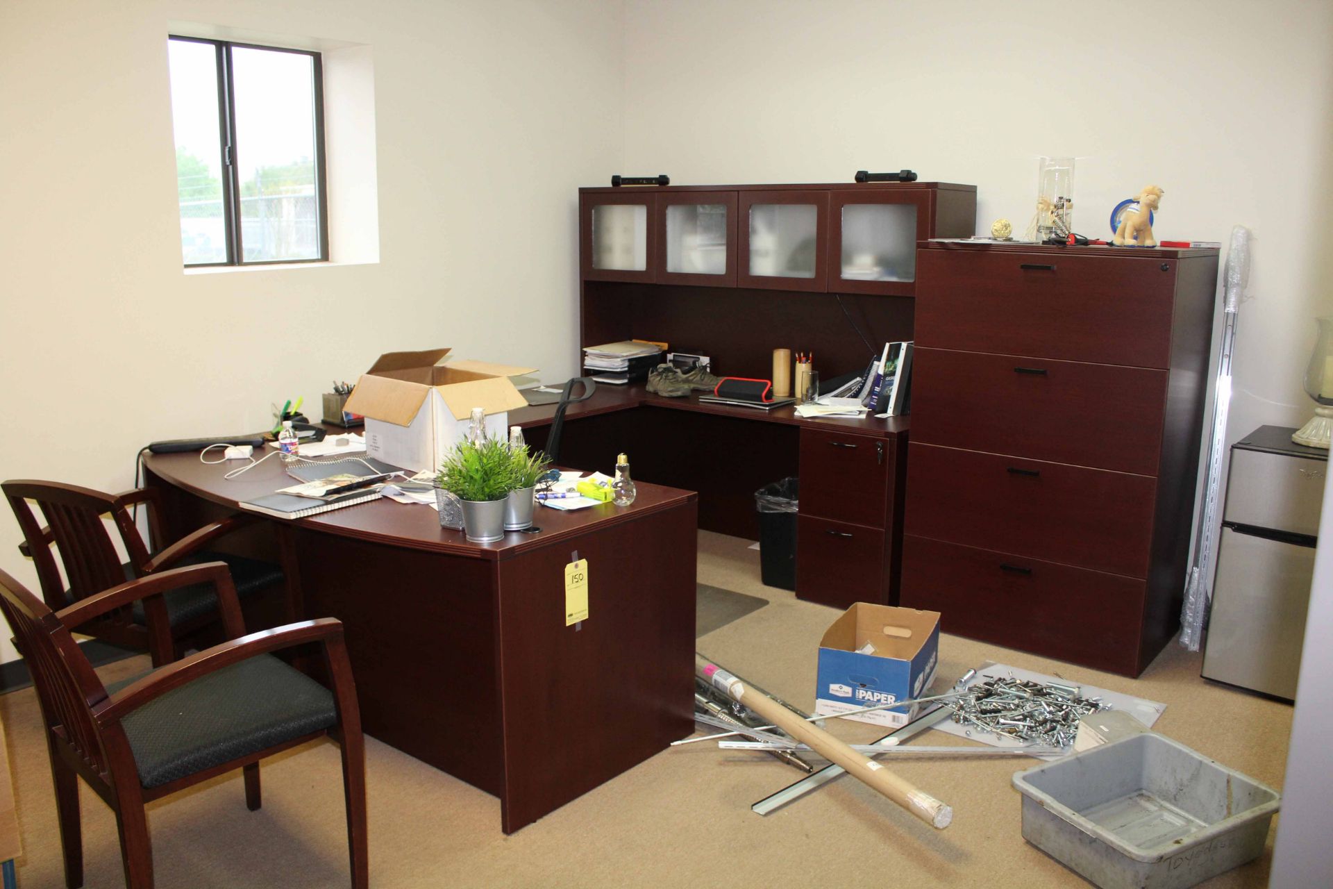 LOT CONTENTS OF OFFICE: furniture & refrigerator