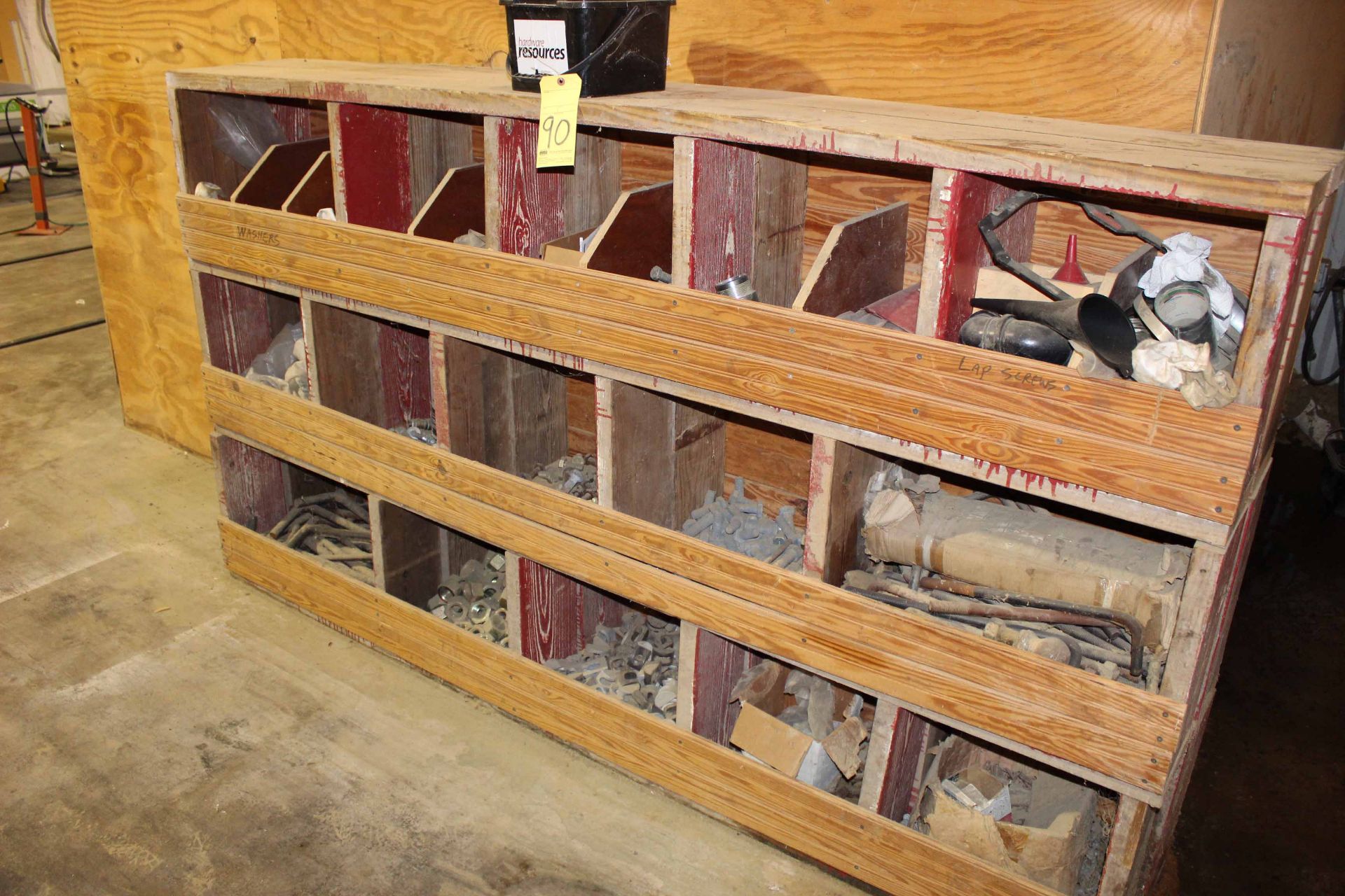 LOT CONSISTING OF: nuts & bolts (in wooden cubby hole bin)