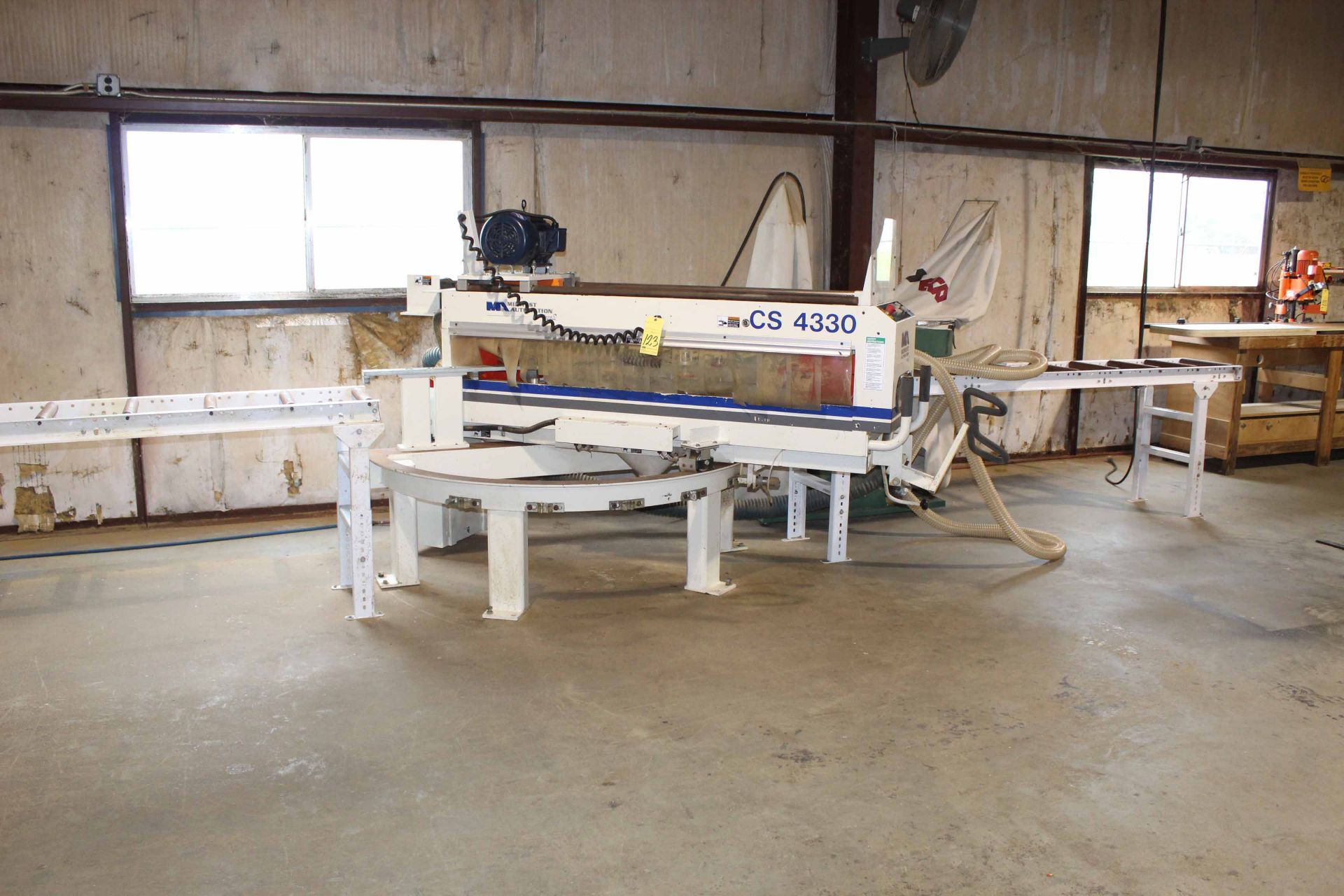 CUTTING STATION POSTFORMING SAW, MIDWEST AUTOMATION MDL. CS4330, 43" cutting length @ 90 deg., 30" @