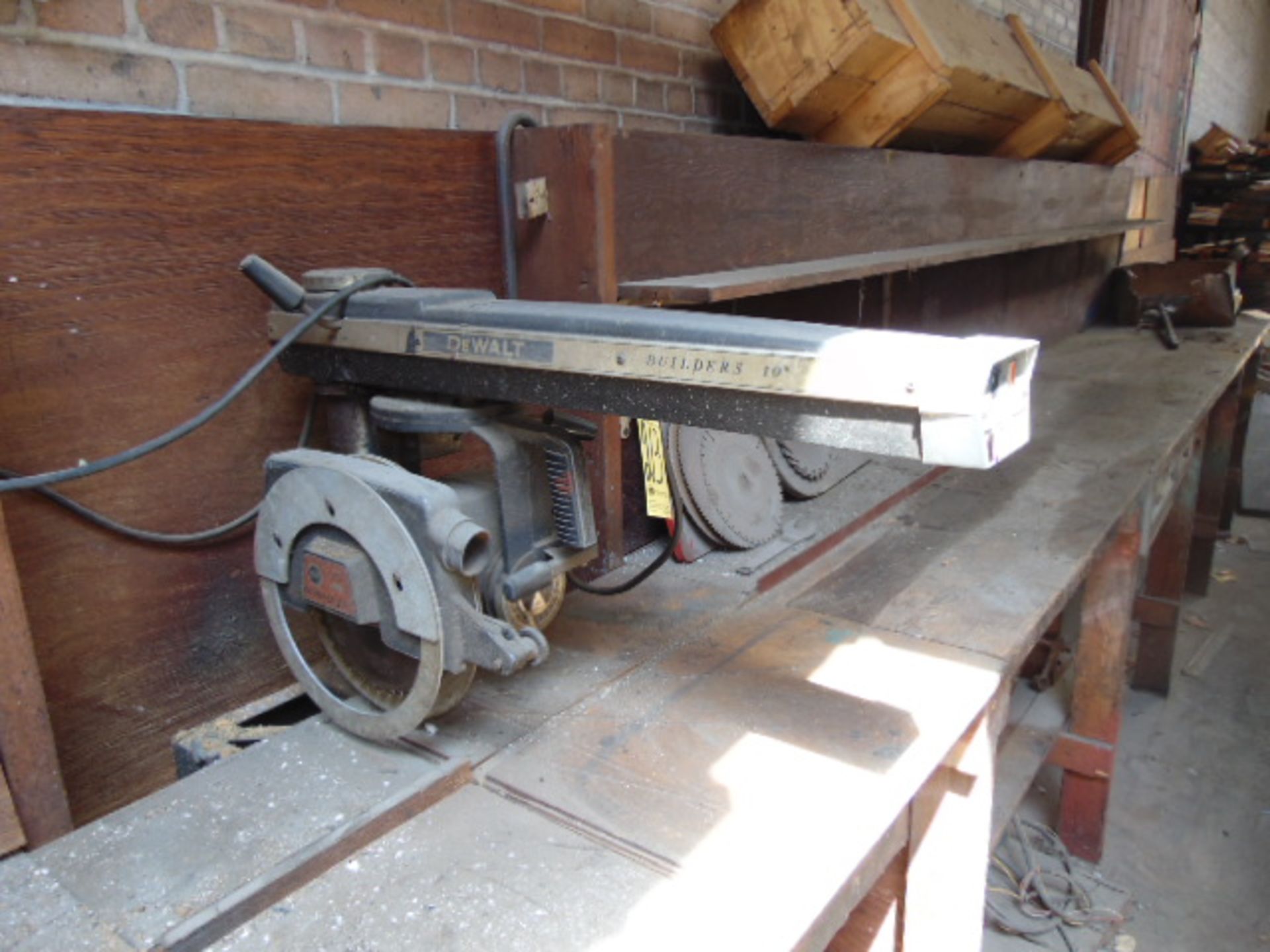 RADIAL ARM SAW, DEWALT 10", w/wood table