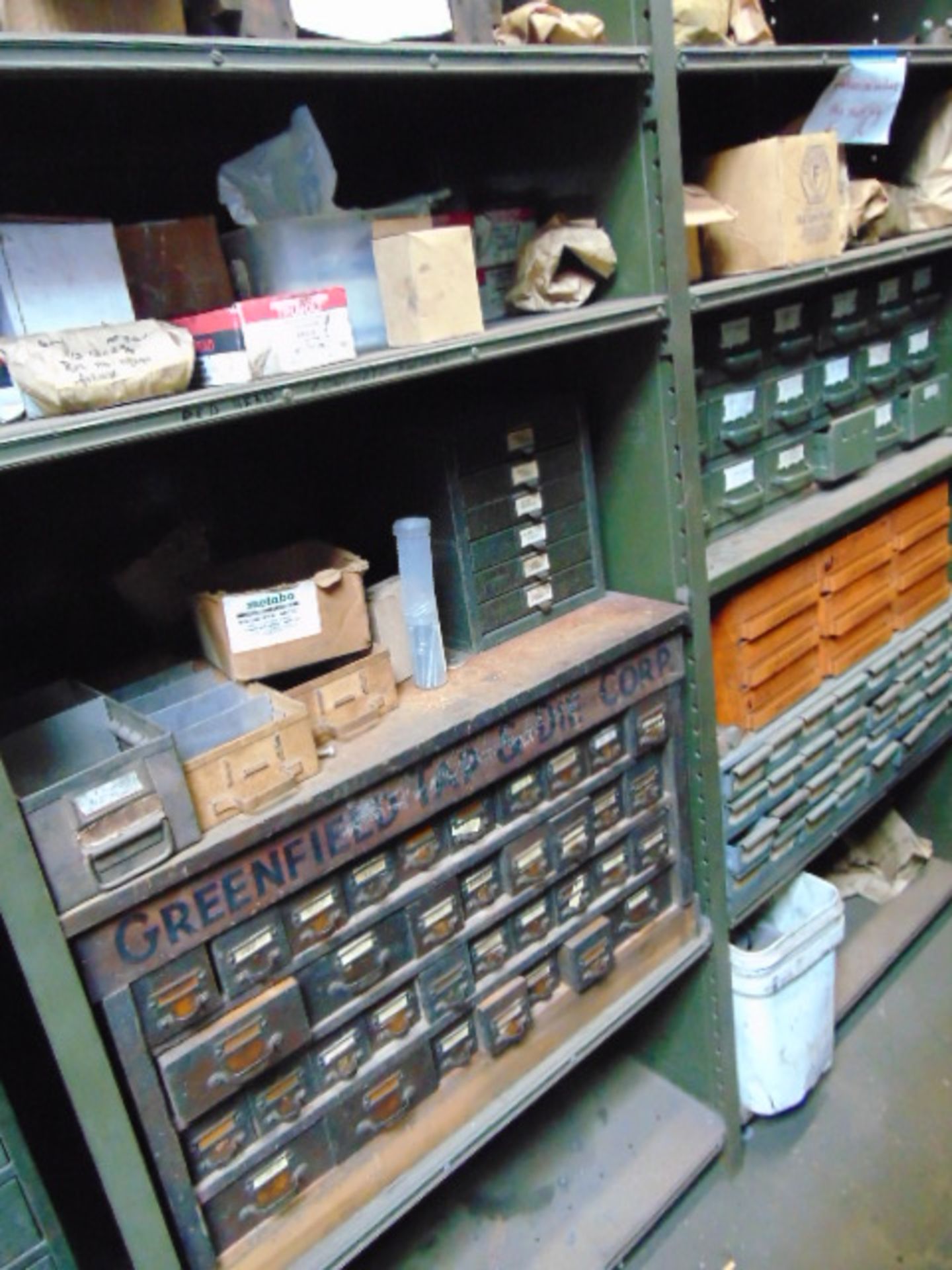 LOT CONSISTING OF: assorted nuts, bolts, hardware & (5) sections of shelving - Image 4 of 6