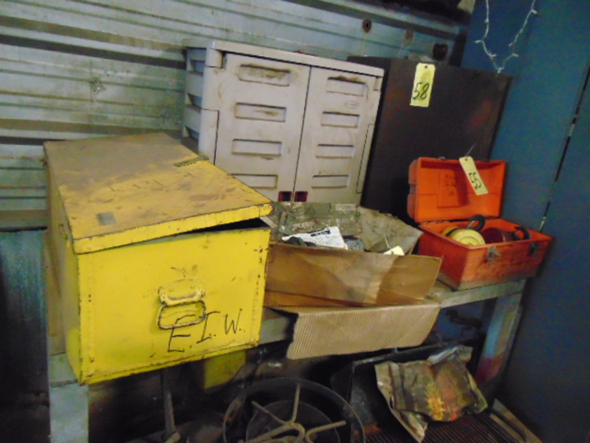 LOT CONSISTING OF: (2) cabinets, toolbox & worktable (cannot be removed until contents have been