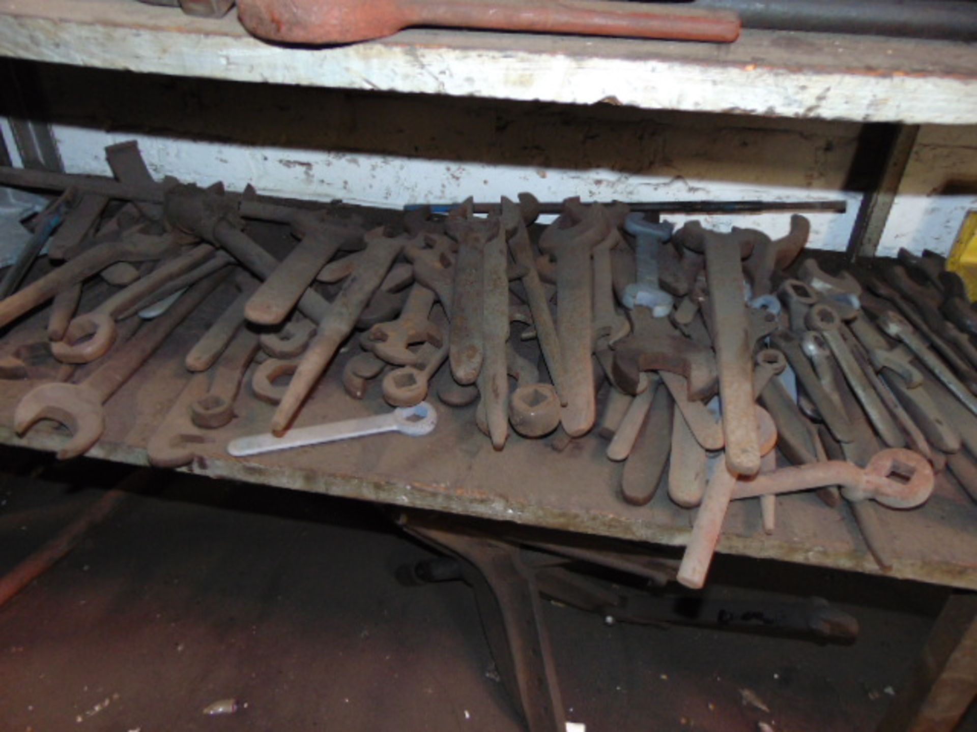 LOT CONSISTING OF: assorted wrenches, taps, reamers, misc. & (3) sections of shelving - Image 5 of 5