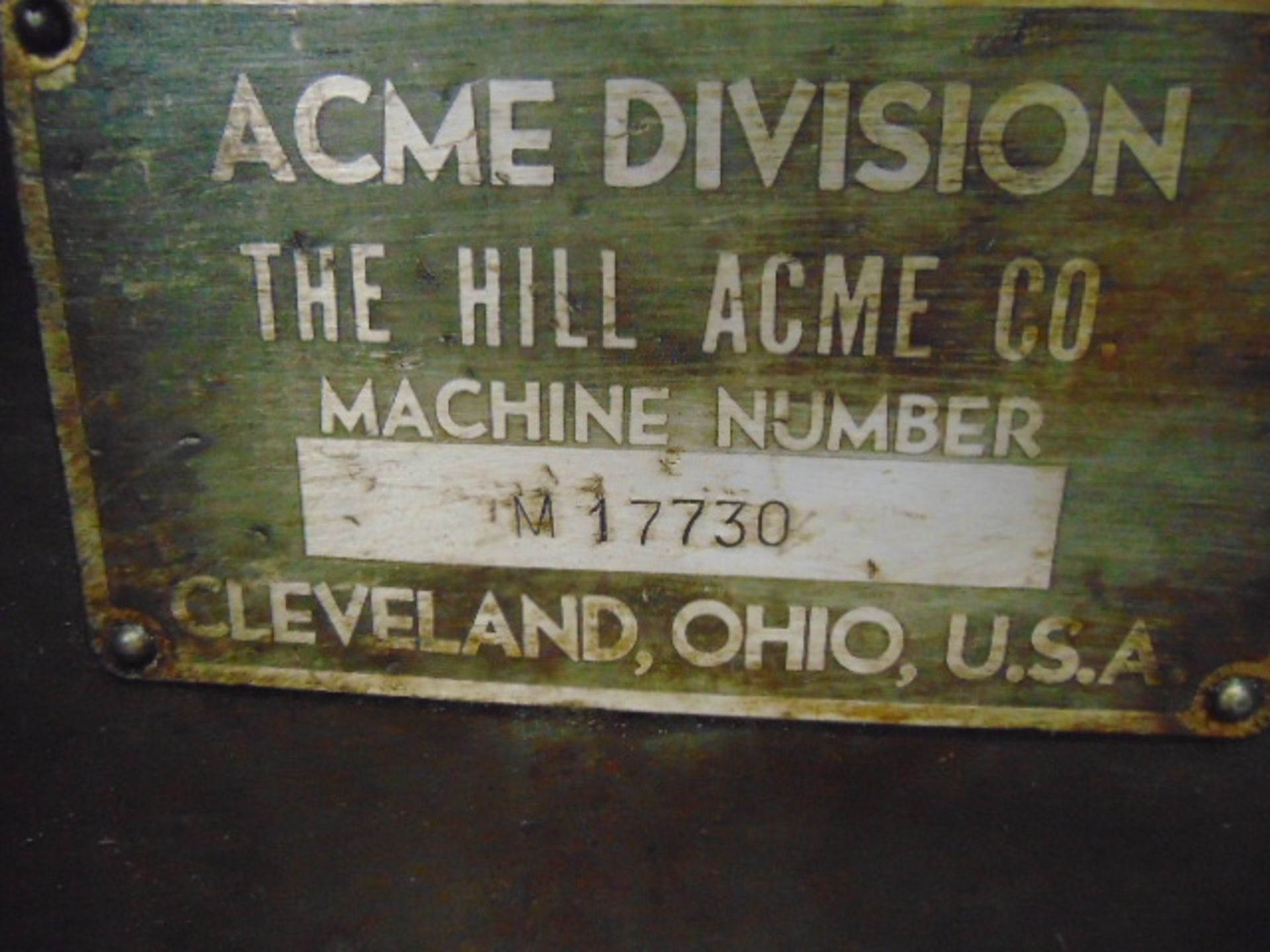 PIPE & BOLT THREADER, HILL ACME MDL. XL, 1-5/8" thru hole, 1-1/2" cap., 3 HP motor, S/N M-17730 - Image 6 of 7