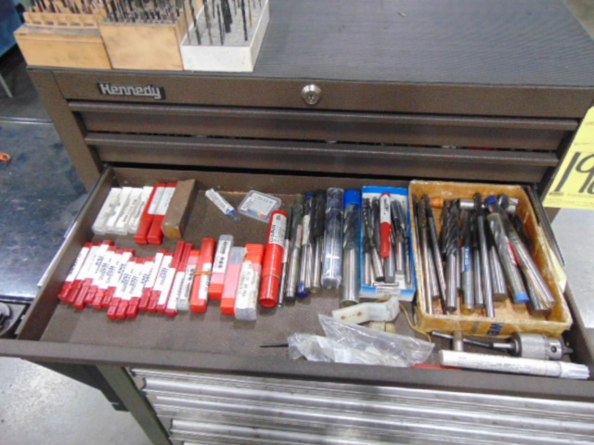 LOT OF SOLID CARBIDE END MILLS, w/tool box, assorted - Image 5 of 5
