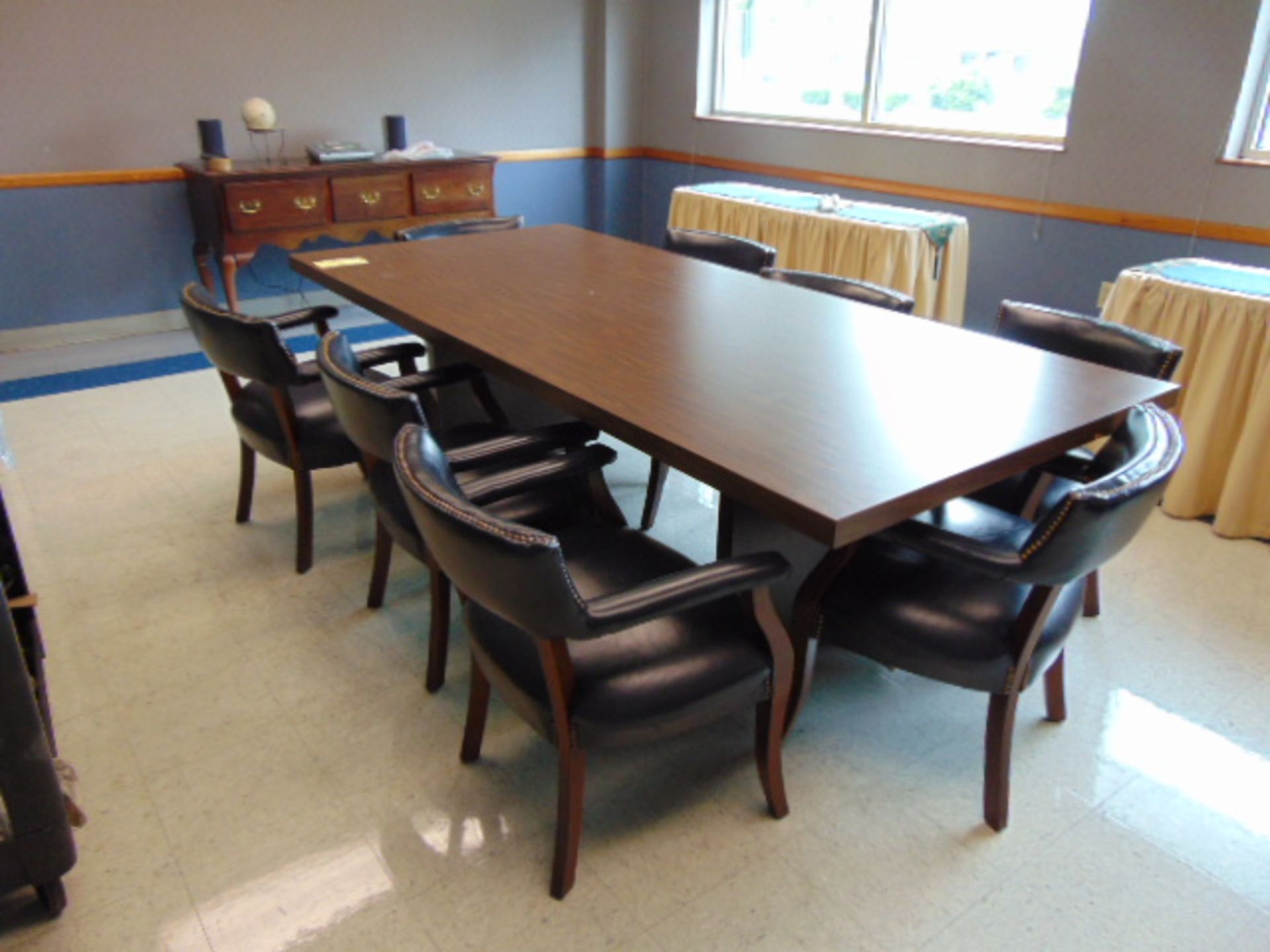 LOT CONSISTING OF: conference table, (10) assorted chairs, (4) assorted tables