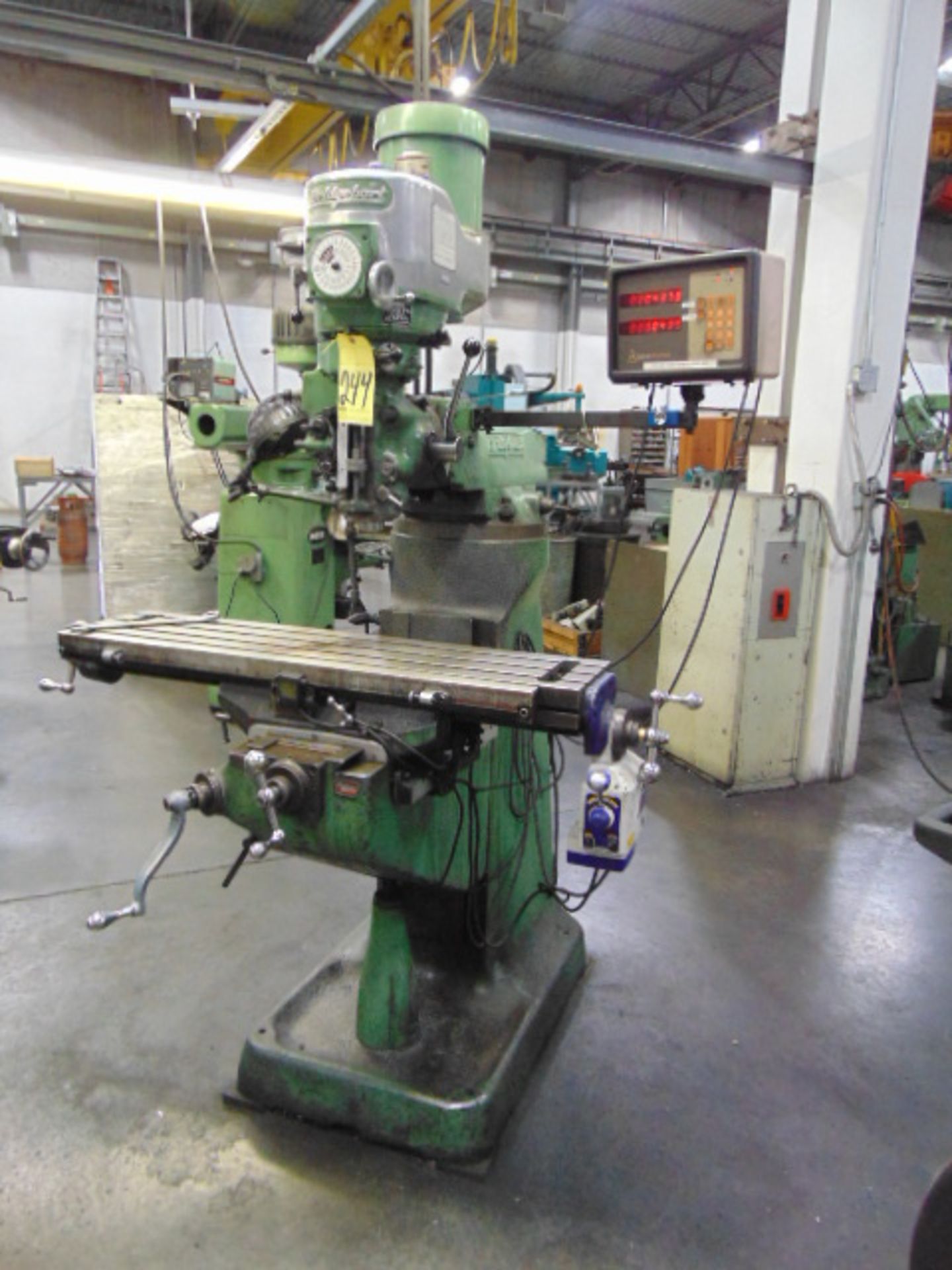 VERTICAL TURRET MILL, BRIDGEPORT MDL. 2J, 9” x 42” table, variable spds: 60-4200 RPM, Anilam D.R.O.,