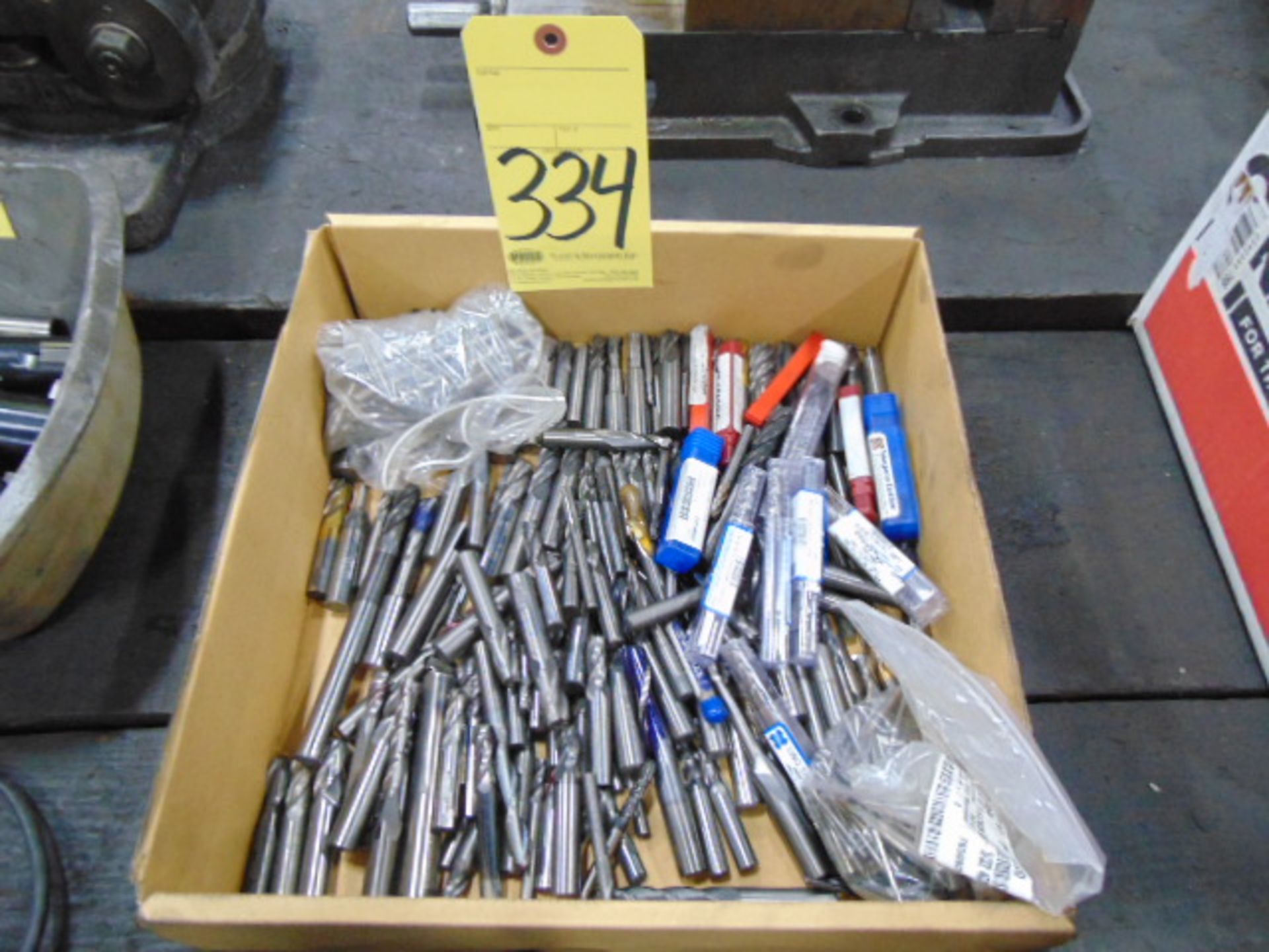 LOT OF SOLID CARBIDE ENDMILLS, assorted (in one box)