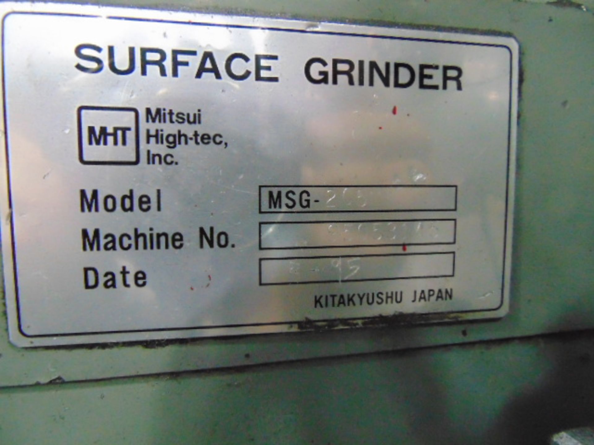 HYDRAULIC SURFACE GRINDER, MITSUI 6” X 18” MDL. MSG205MH, 6” x 18” fine line chuck, 2-axis D.R.O., 1 - Image 5 of 5