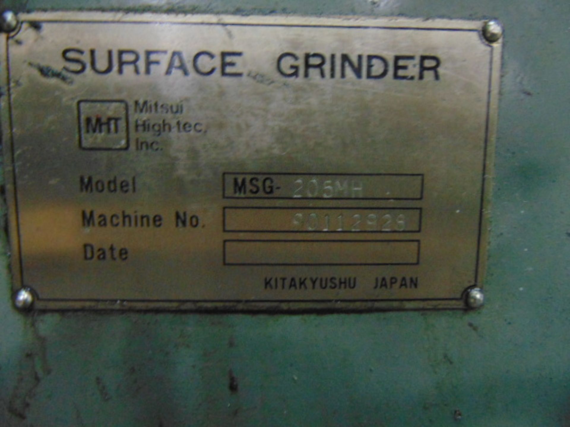HYDRAULIC SURFACE GRINDER, MITSUI 6” X 18” MDL. MSG205MH, 6” x 18” fine line chuck, 2-axis D.R.O., 1 - Image 5 of 5