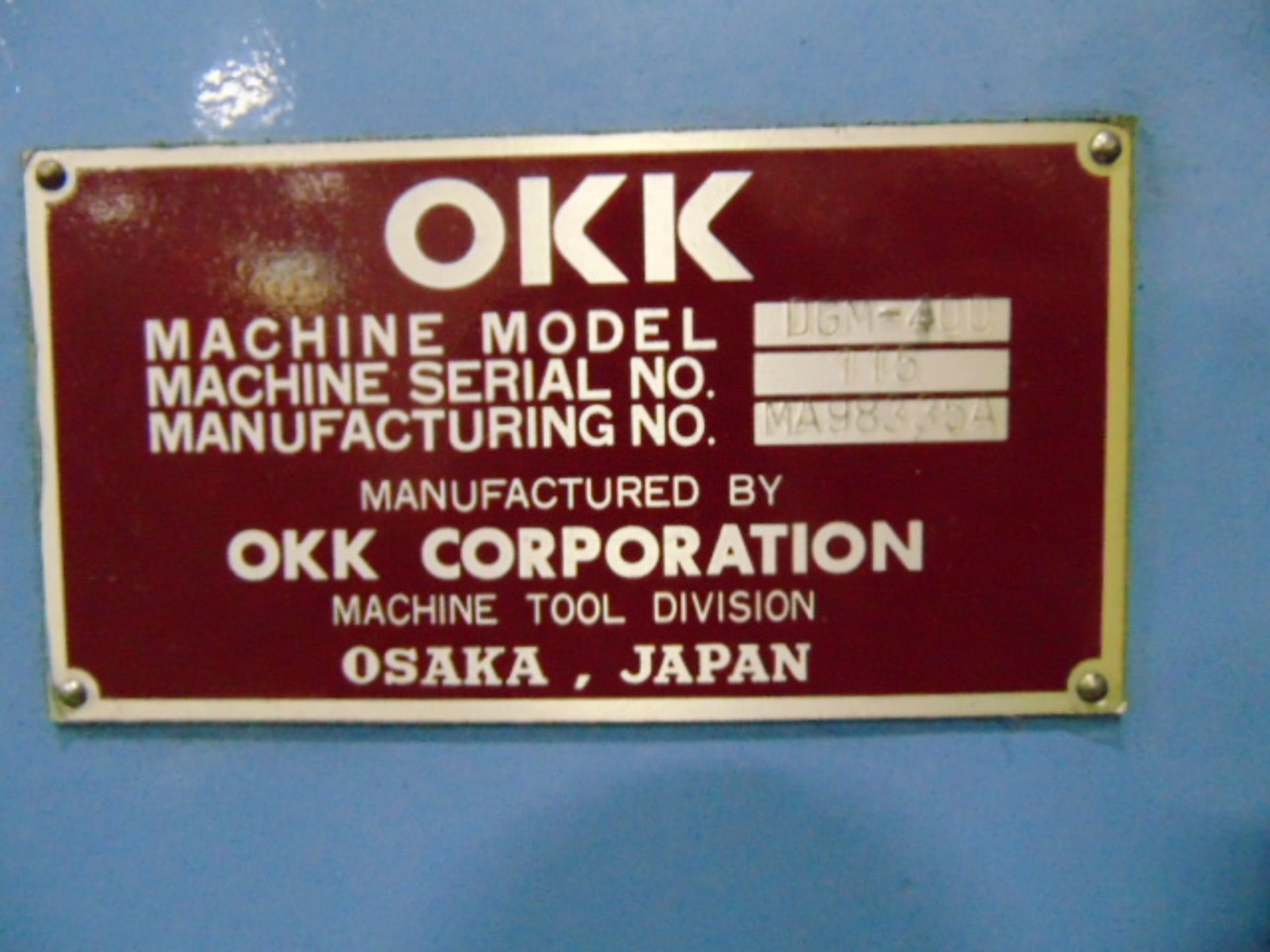 CNC GRAPHITE MILL, OKK MDL. DGM400, 18” x 30” table, 22” X, 16.14” Y, 16.14” Z axis travels, CAT- - Image 10 of 11