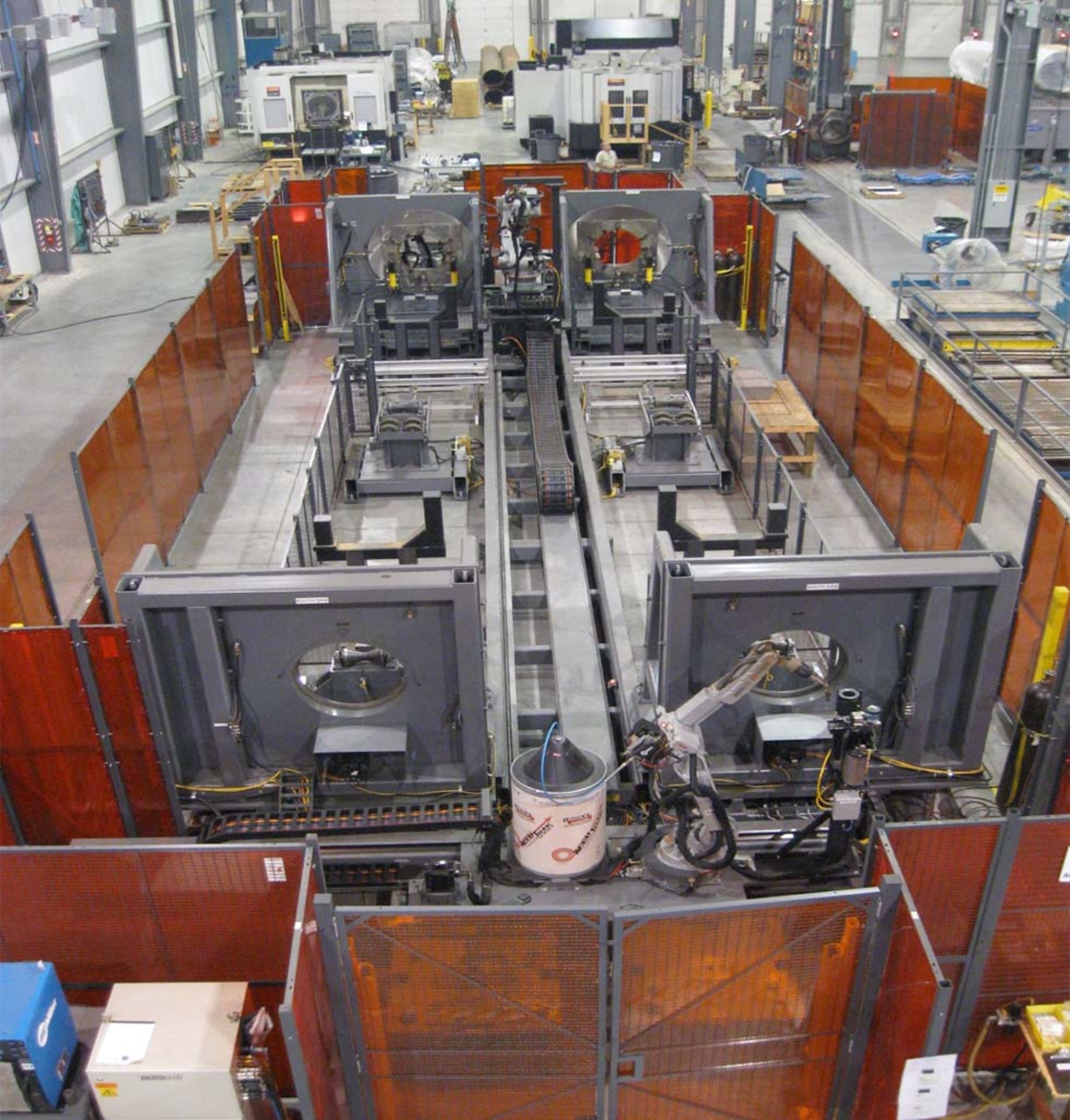 ROBOTIC WELDING & PLASMA CUTTING PIPE CELL, MOTOMAN, new 2008, 30" dia. x 45'L. pipe cap.,