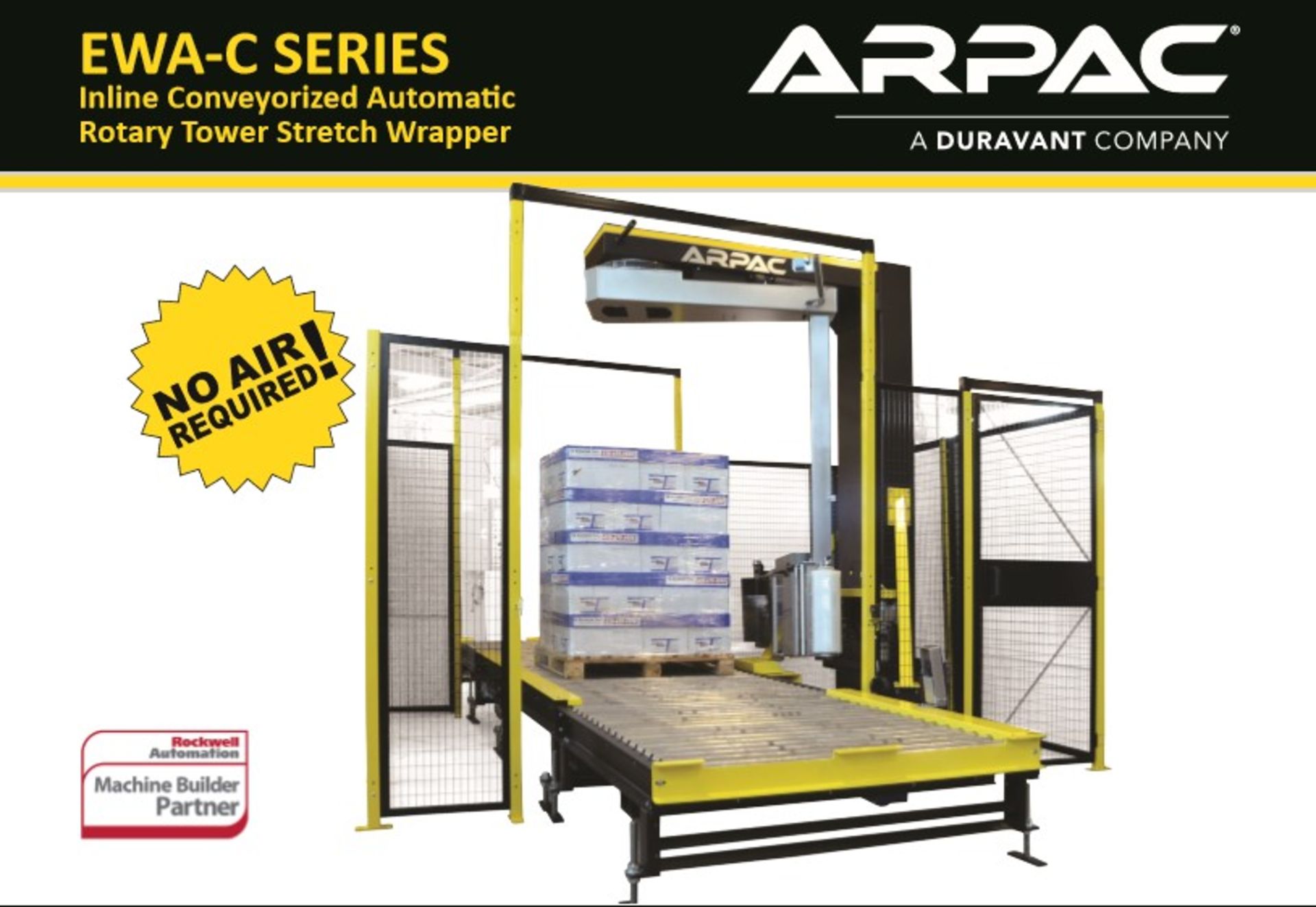 INLINE CONVEYORIZED AUTOMATIC ROTARY TOWER STRETCH WRAPPER, ARPAC-EWA-C SERIES (Location AA: KMEC