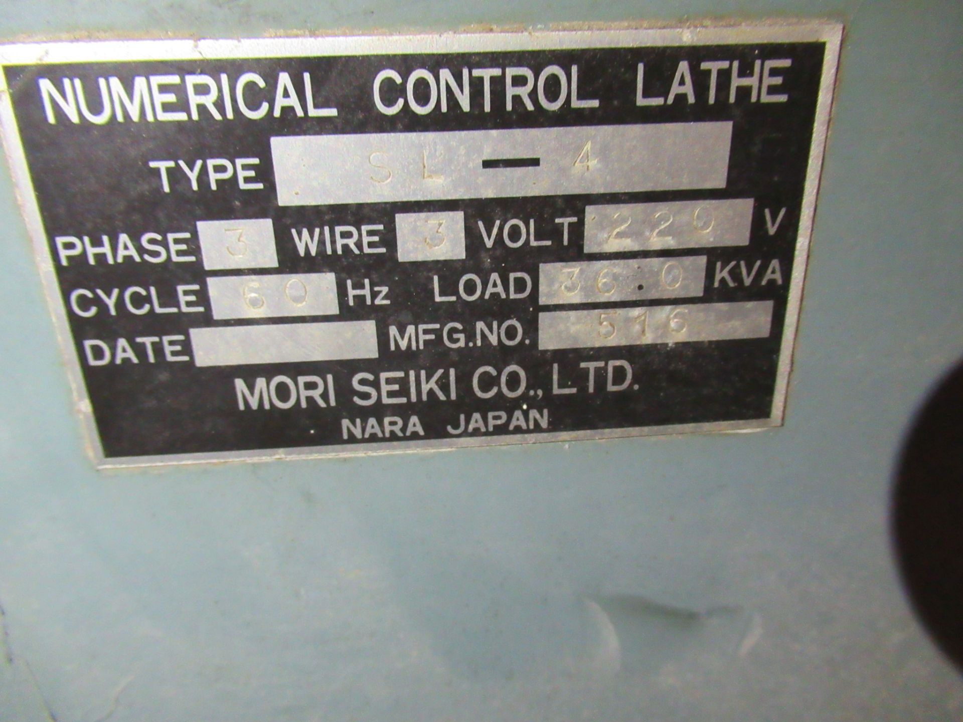 CNC LATHE, MORI SEIKI MDL. SL-4, Yasnac control, S/N 516 (Location R: H.E.B. International, 6820 - Image 5 of 5
